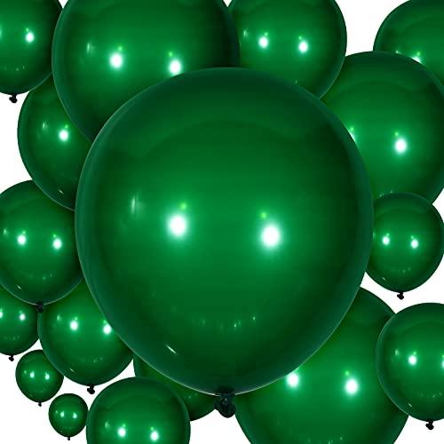 Sumind 100 Pieces Latex Balloons Different Sizes 18/12/10/5 Inch Party Balloon Kit for Valentines Birthday Baby Shower Wedding Bride Graduation Party Decoration (Dark Green)