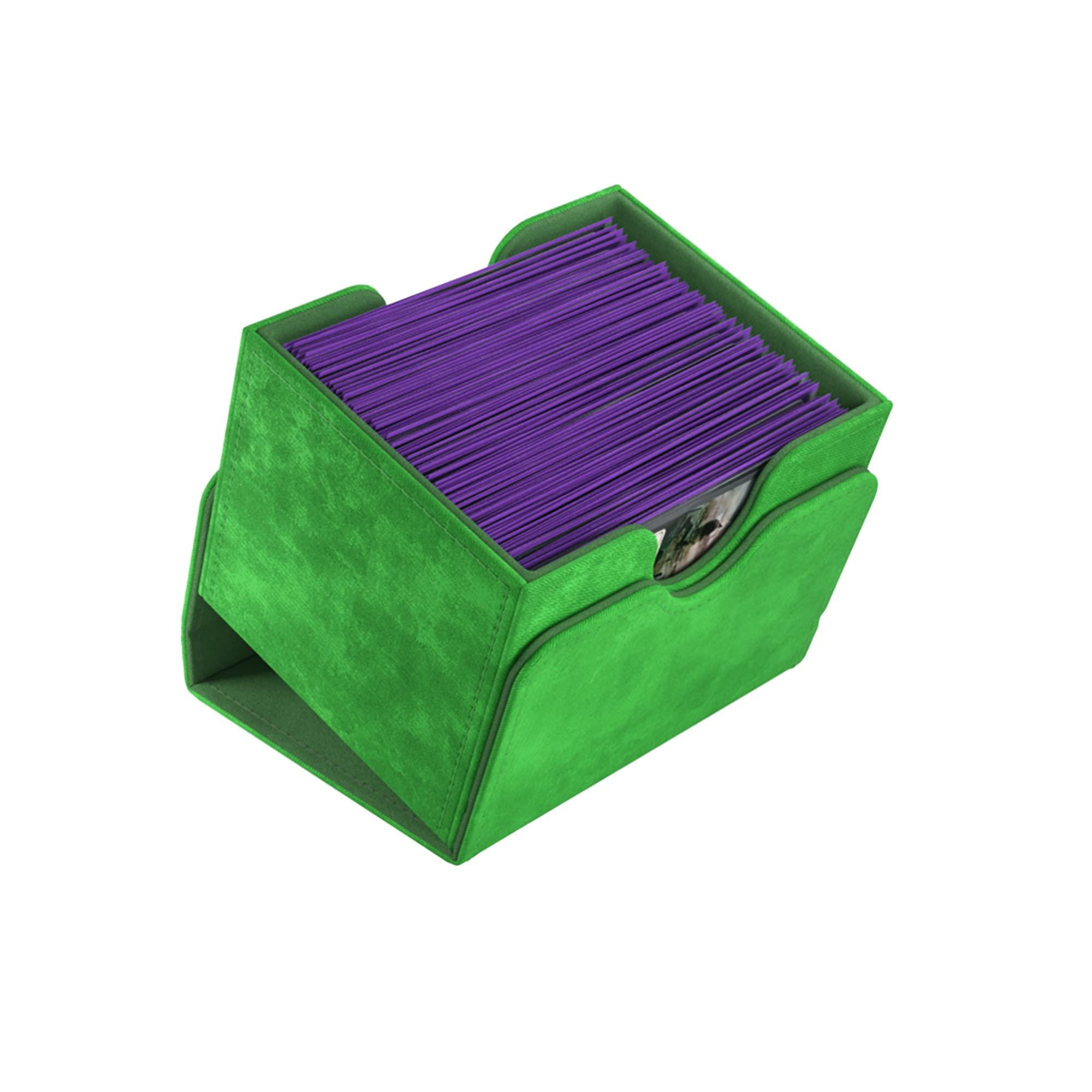 Gamegenic Sidekick 100+ XL Convertible Deck Box | Sideloading Card Storage with Removable Cover Clips Holds 100 Double-Sleeved Cards in Extra Thick Inner Sleeves Green Color Made by Gamegenic (GGS20094ML)