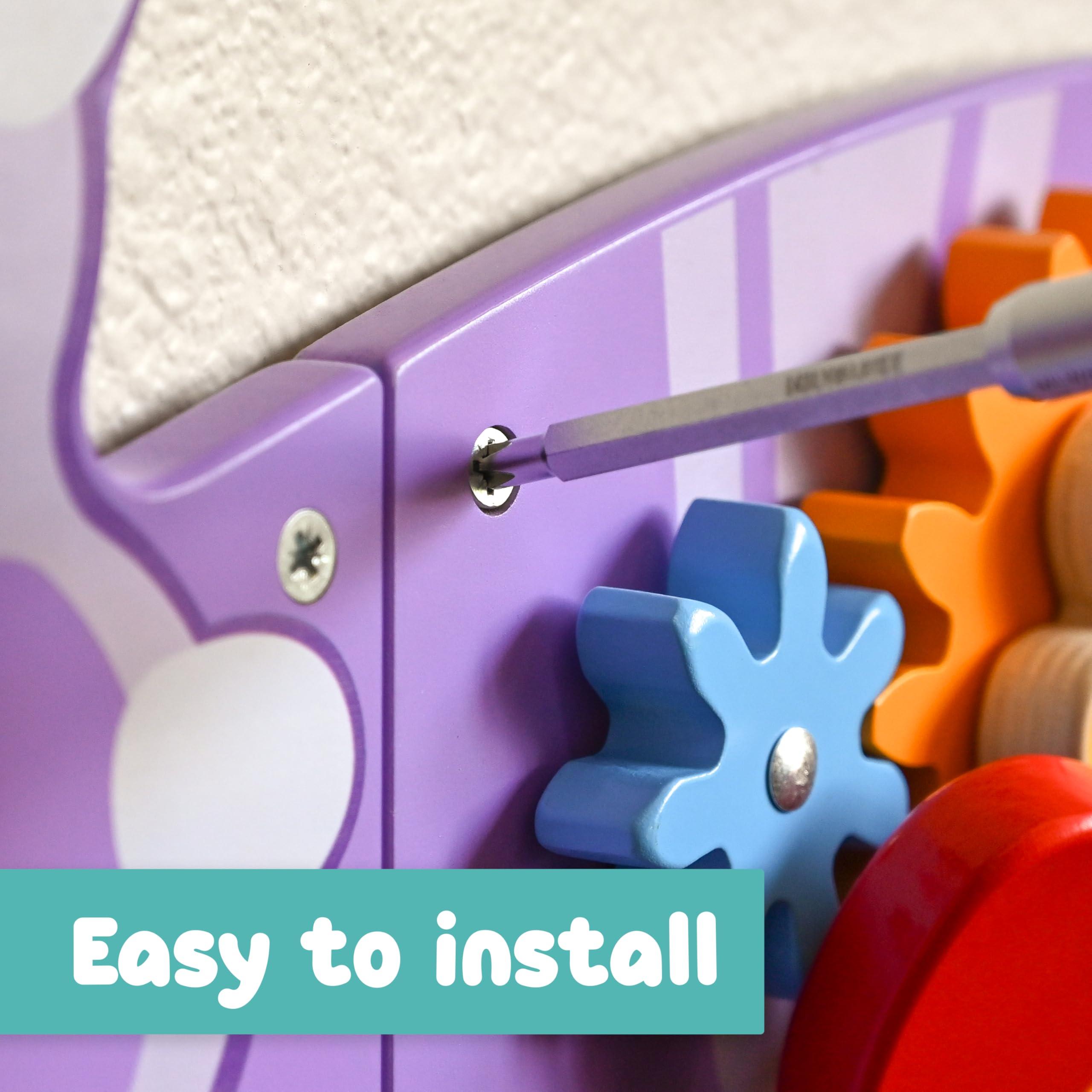 SPARK & WOW SPARK & WOW Triceratops Activity Wall Panels - Ages 18m+ - Montessori Sensory Toy - 8 Activities - Busy Board - Toddler Room Dcor