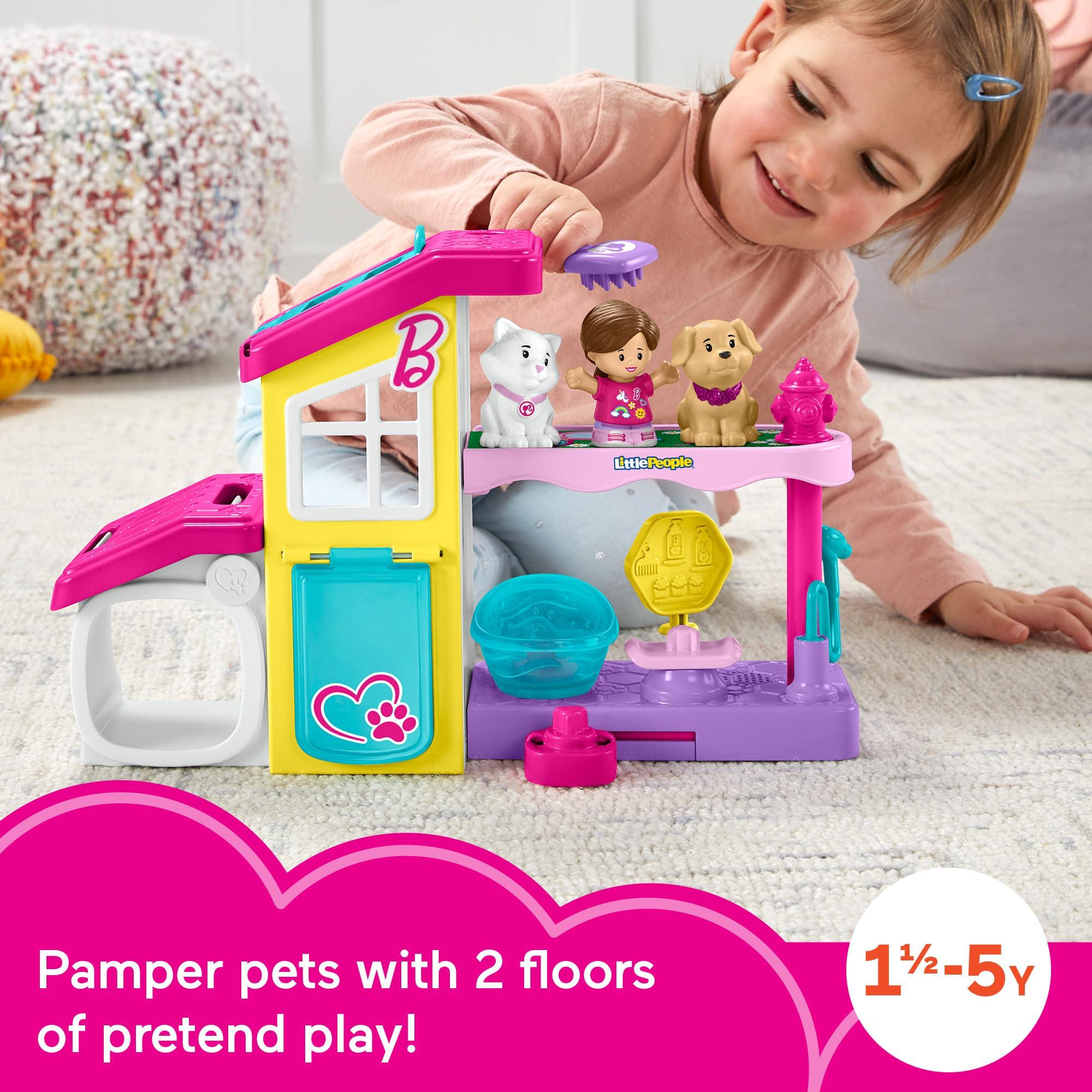 Fisher-Price Fisher-Price Little People Barbie Toddler Toy Play and Care Pet Spa Playset with Music & Sounds for Pretend Play Kids Ages 18+ Months
