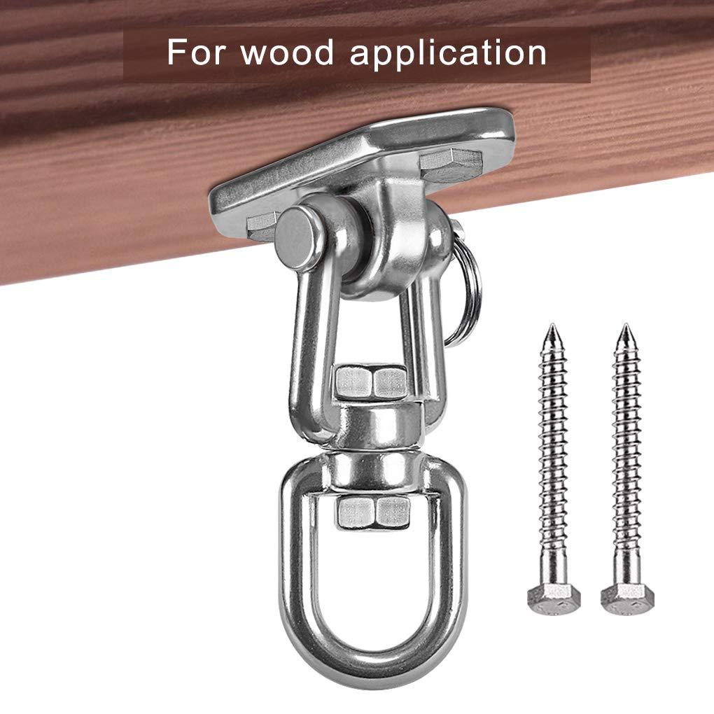 WAREMAID WAREMAID Hammock Chair Hanging Kit Swing Ceiling Mount, Heavy Duty 360° Swivel Swing Hanger Hook, Playground Hanging Chair, Tree, Gym, Rope, Swing Set Bracket, Punching Bag Hardware, 1000 LB