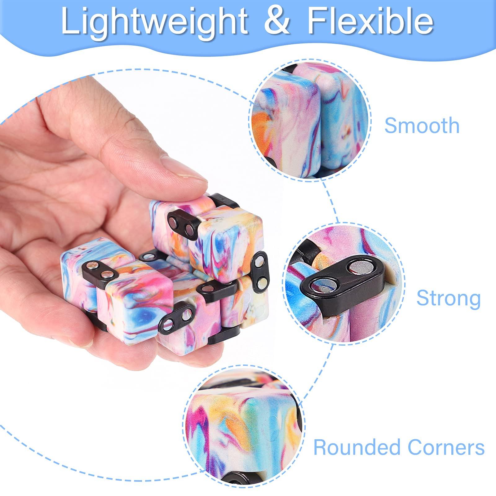 Aionly GYMLAN Infinite Cubes, Aionly Heavy/Rounded Corners Stress Relief Infinite Cube Fidget Toy, Mini Hand-Held Puzzle Flip Fidget Cube for Adults/Kids, Christmas Stocking Filler Gift for Boys Girls (Pink)