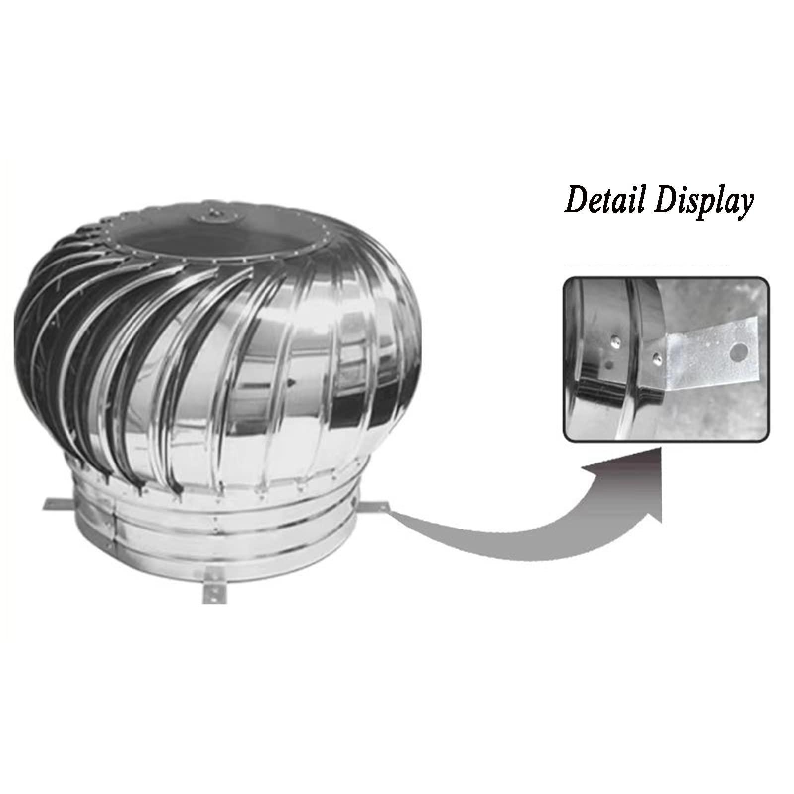 JUCCJUXIN JUCCJUXIN Stainless Steel Rotating Chimney Cowl Cap, Rotating Cap, Chimney Spinner Pot Cap Anti-DowndraughtRotary Chimney Cowl Cap, for Flue Pipe Cover Cap Vent Top (Size : 250mm/9.84in)