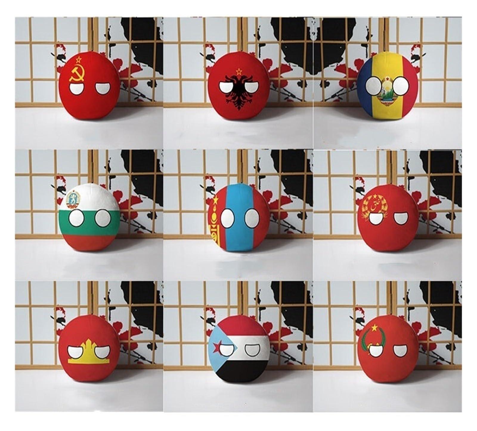 GANGKJDS GANGKJDS Polandball Countryballs Plush Doll Ukraine Spain Hungary Portugal Romania Greece Austria Mexico Poland Ball Pendant 9cm(Yugoslavia)