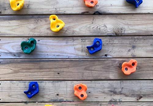 KINSPORY KINSPORY 10Pc Colourful Pig Nose Shape Children Rock Climbing Holds Indoor Outdoor Kids Playground Build with Two Blue Handles - Mounting Hardware Kit Included
