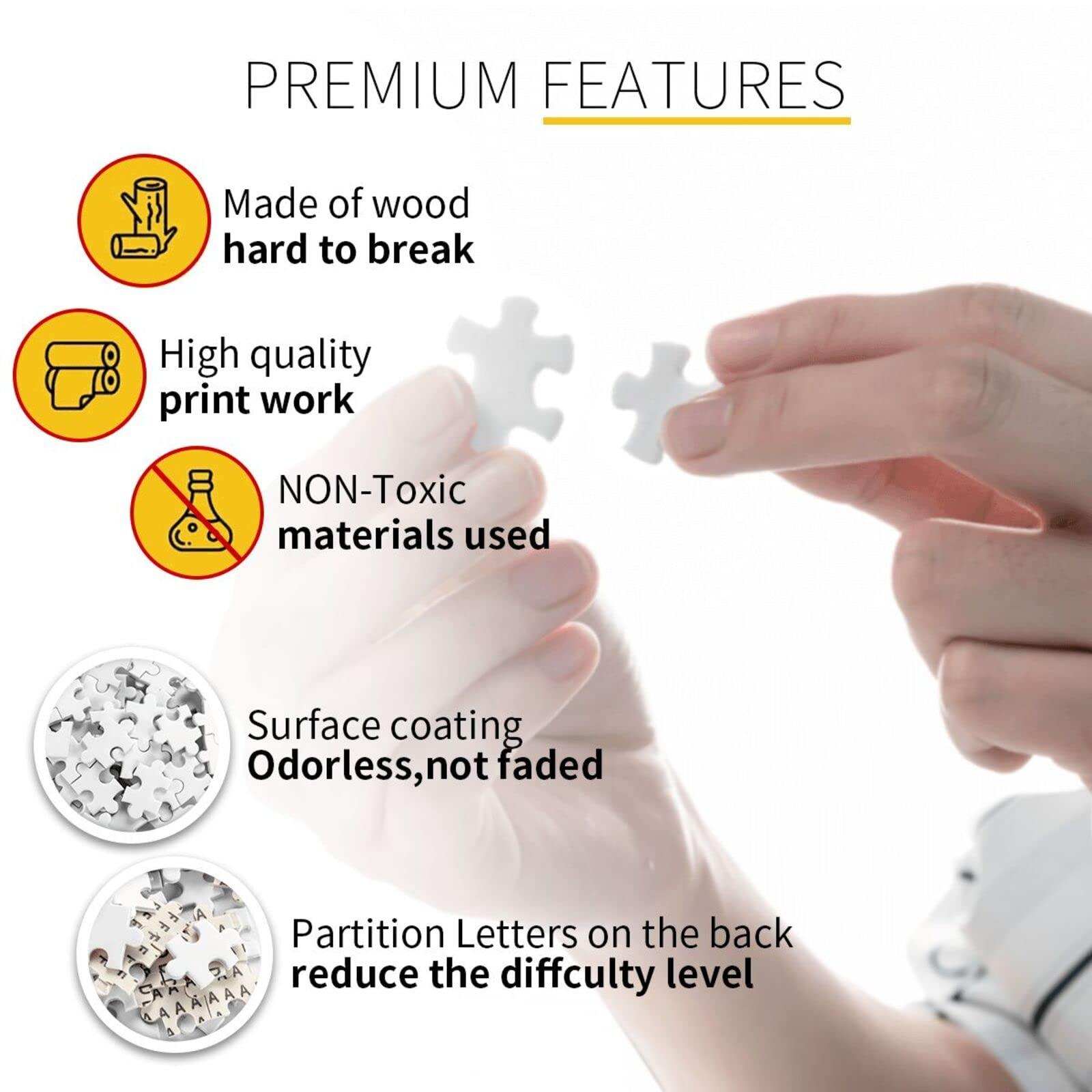 XXiaoFei Pitbull Jigsaw Puzzles for Adults 500 Pieces I Love You to The Moon and Back Wooden Puzzle for Teens Kids Farmhouse Decor Preschool Toys Family Party Fun Games Animal Lover Gifts