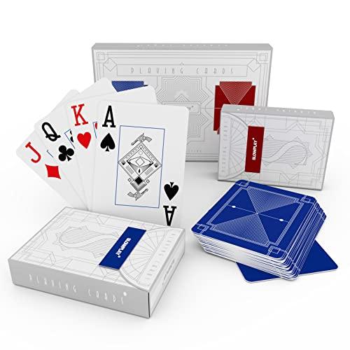SLOWPLAY SLOWPLAY 100% Plastic Playing Cards, 2-Deck Poker Card Set, Jumbo Index, Poker Size, Superior Flexibility and Durability, Waterproof & Washable, Professional Playing Cards for Texas Hold’em Poker