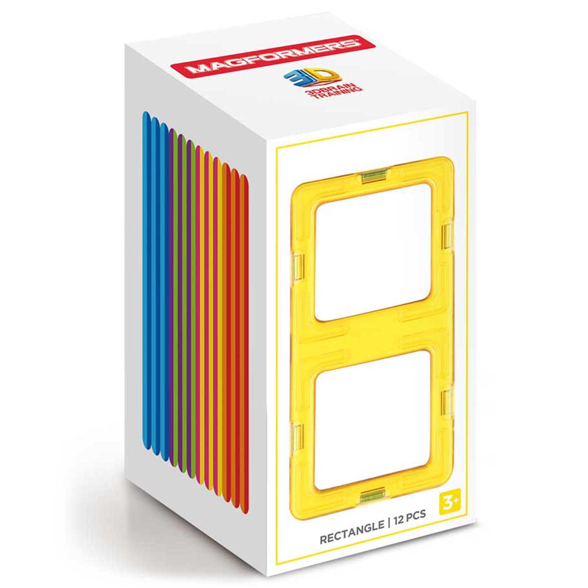 Magformers MAGFORMERS Rectangle 12 Pieces Rainbow Colors, Educational Magnetic Geometric Shapes Tiles Building STEM Toy Set Ages 3+