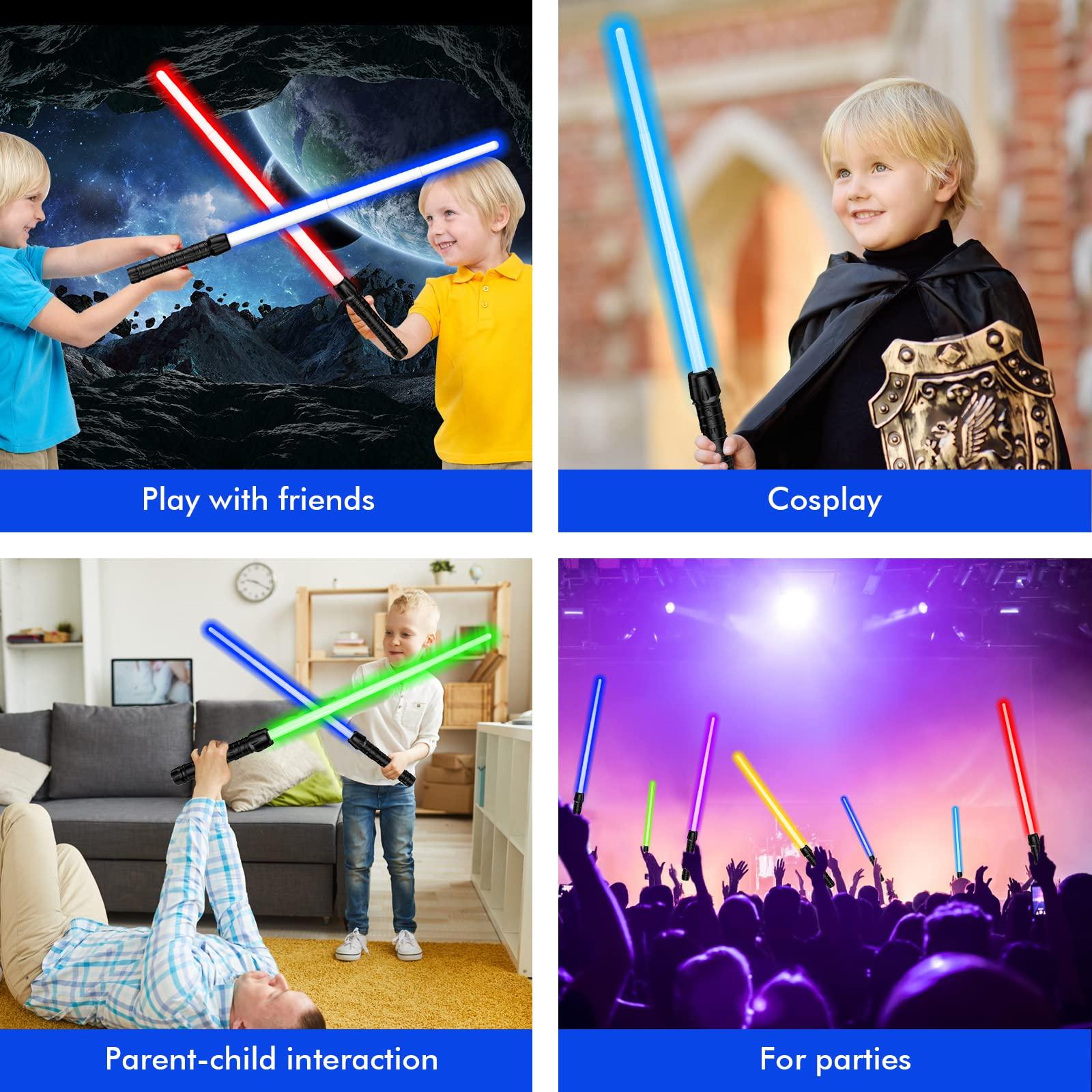 Kenpora Kenpora Light Sabers for Kids, Light Up Saber for Birthday Halloween Party, Telescopic Extendable Light Sword with Motion Sensitive FX Sound for Boys Girls