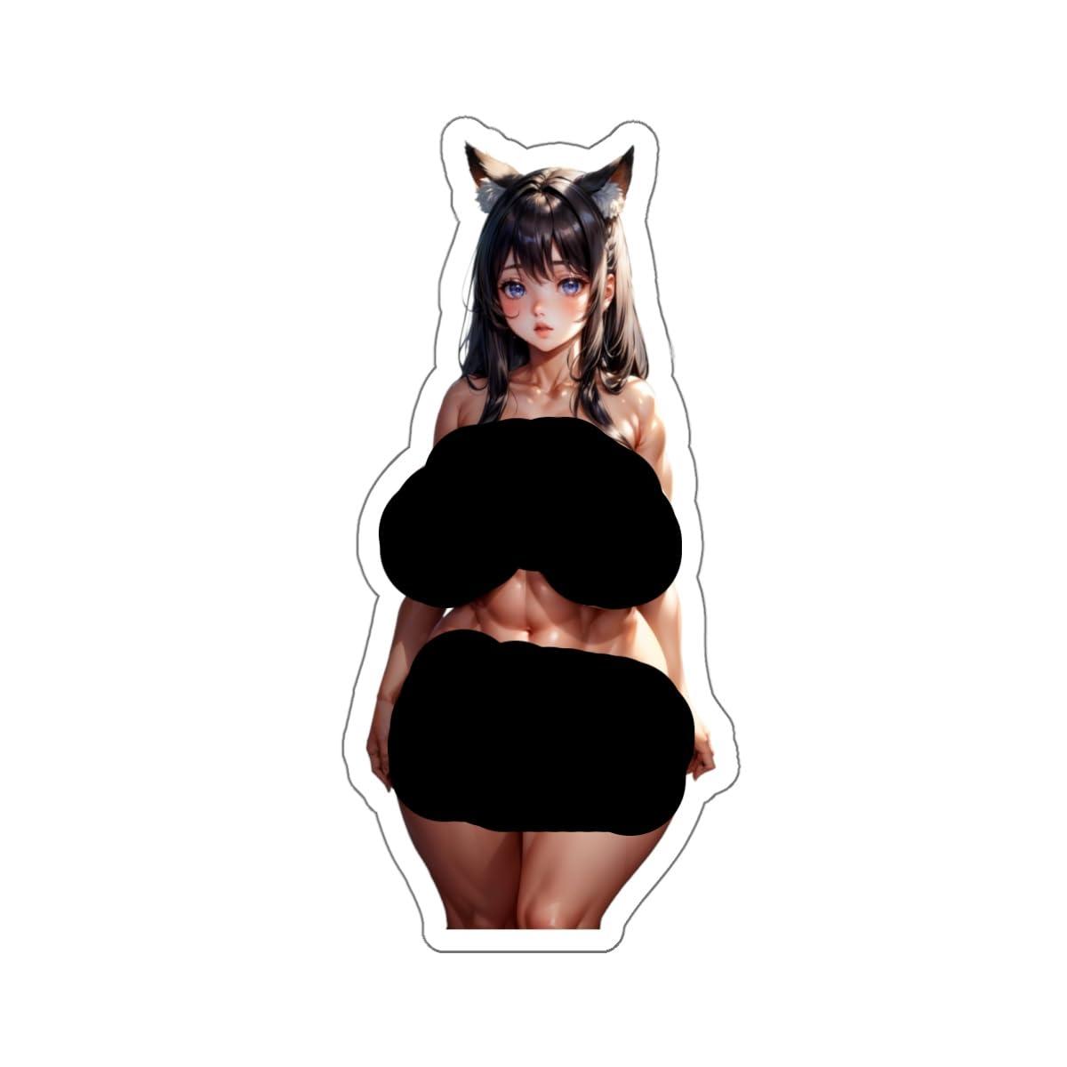 Generic AI Generated Furry Sticker Anime Female Cute Lewd Stickers Animation Girl Lewd Anime Stickers Large Big Stickers E649 (6x6, White)