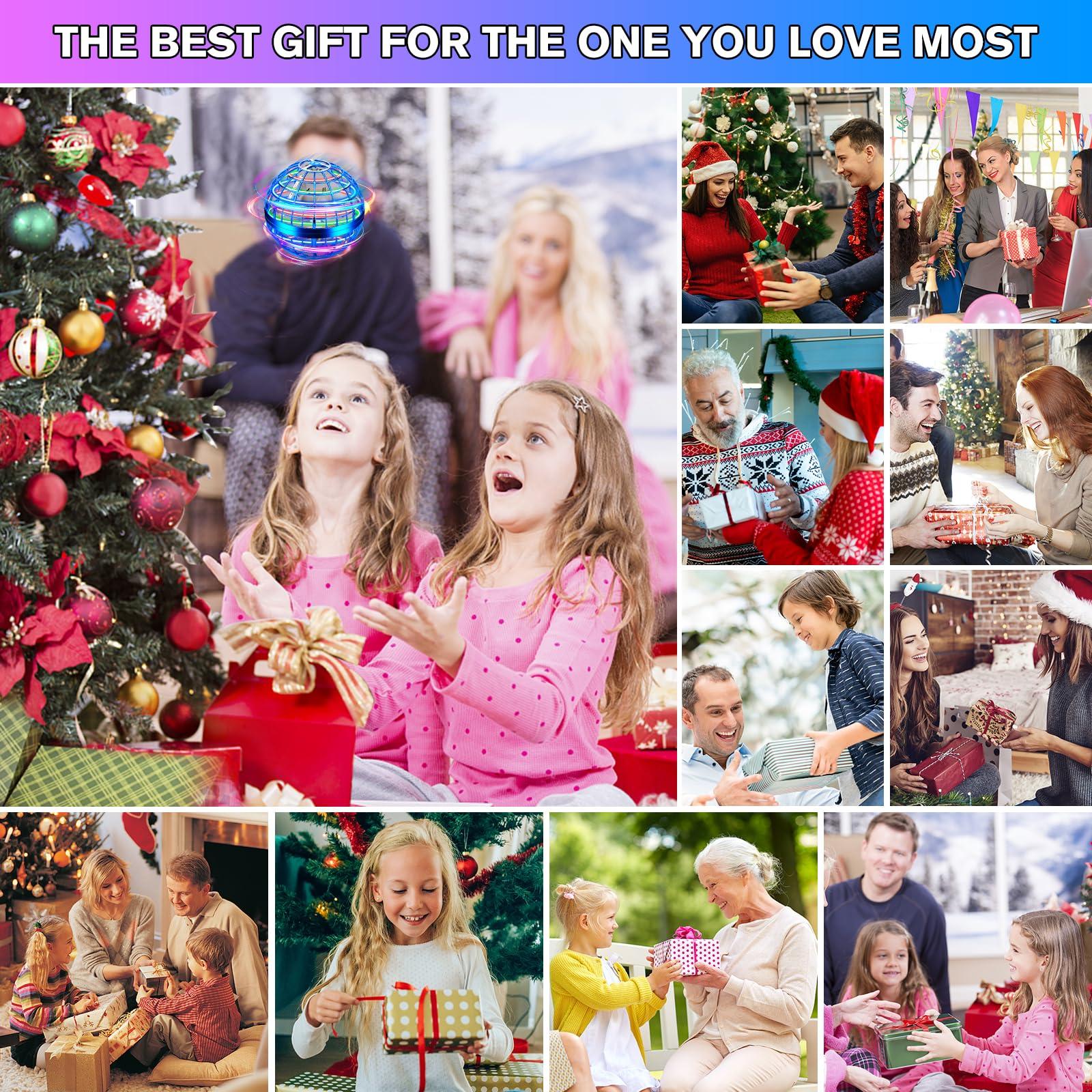 Vantexi Flying Orb Ball 2 Pack,Cosmic Globe Boomerang Ball with LED Lights,Hover Fly Orb Ball Flying Spinner Mini Drone,Flying Ball Drone Toy,Christmas Birthday Gifts for Boys Girls(Blue*2)