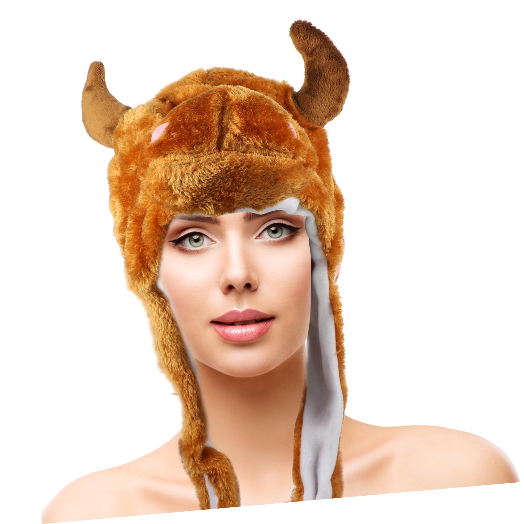 FAVOMOTO FAVOMOTO 1 x Cow Hat with Moving Ears Plush and Pp Cotton Winter for Children with Lights