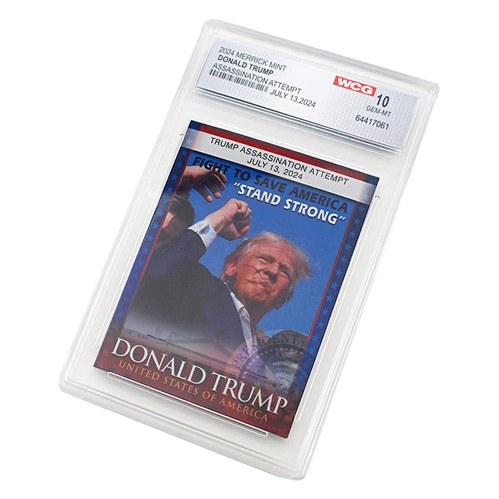 Happiesthomer Trump Mugshot Collector Trading Card Graded Gem Mint 10 - Trump Collectibles Trump Gifts Trump 2024 Perfect Patriotic & Political Donald Trump Gifts for Trump Supporters (Trump Stand Strong)