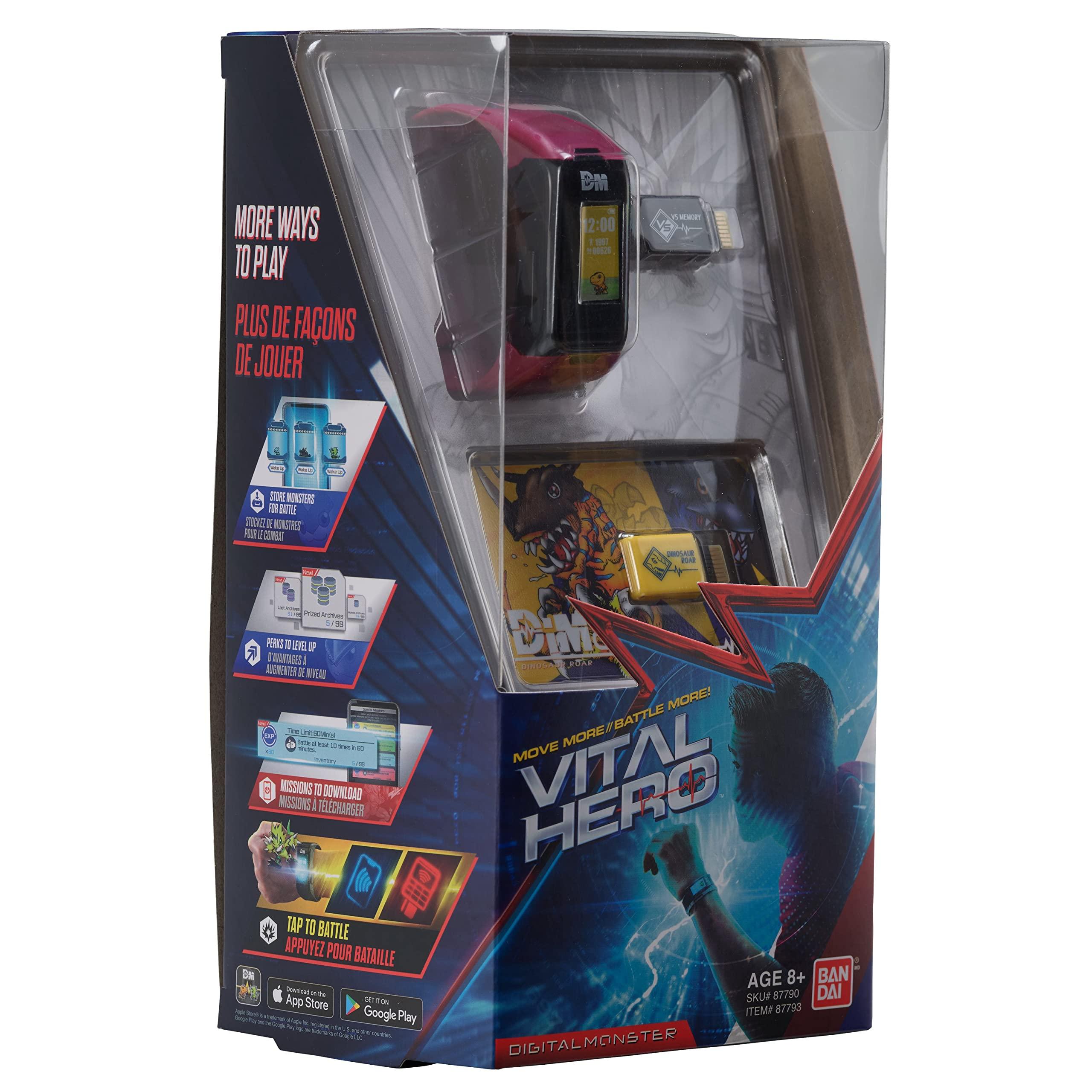 Vital Hero Bandai Namco - Digimon - Vital Hero Interactive Fitness Tracker/Digital Watch/Virtual Pet (Red)