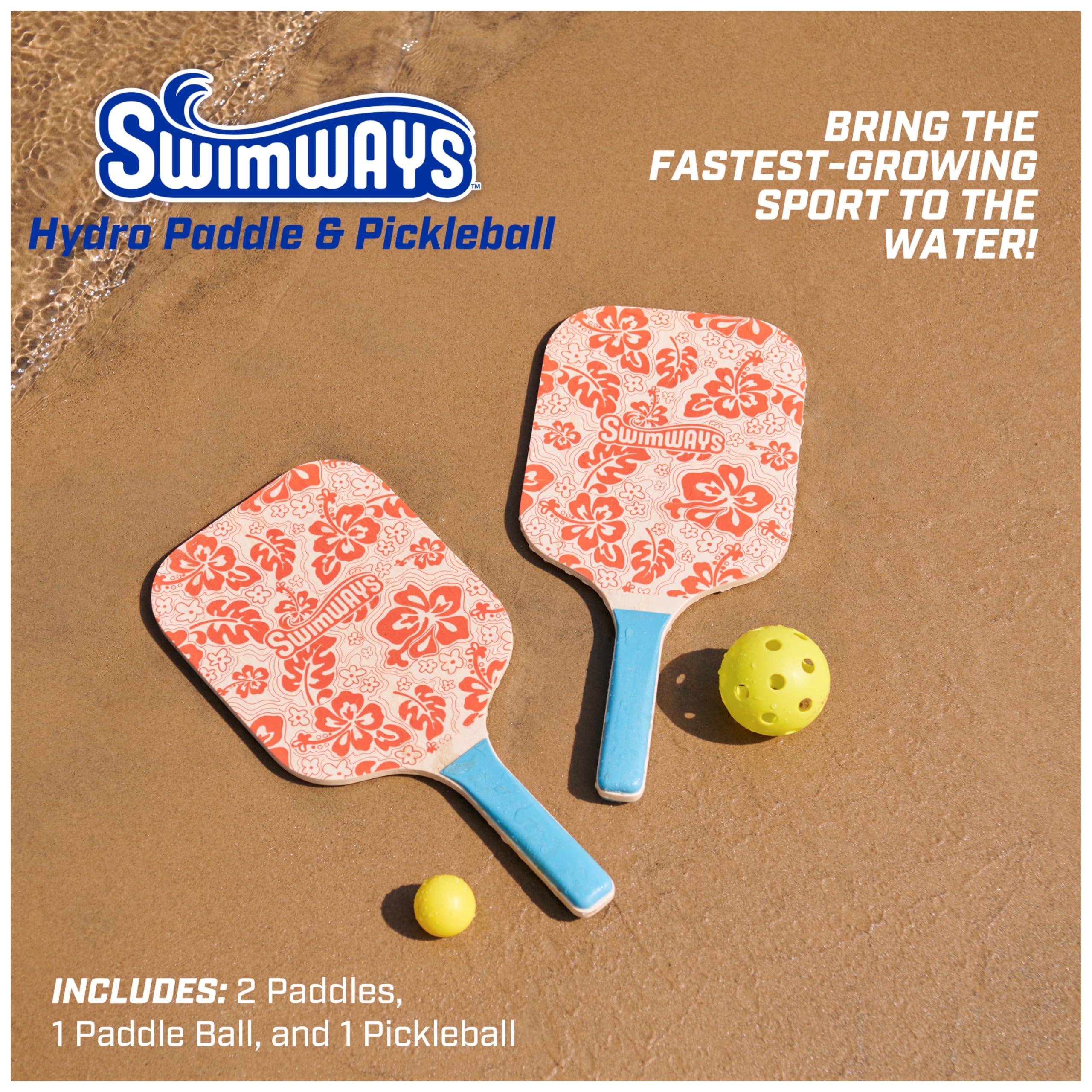 SwimWays Swimways Hydro Paddle & Pickleball Set, Pickleball Paddles and Balls for Pool, Lake and Beach Games, Outdoor Toys for Kids and Adults Aged 5 & Up