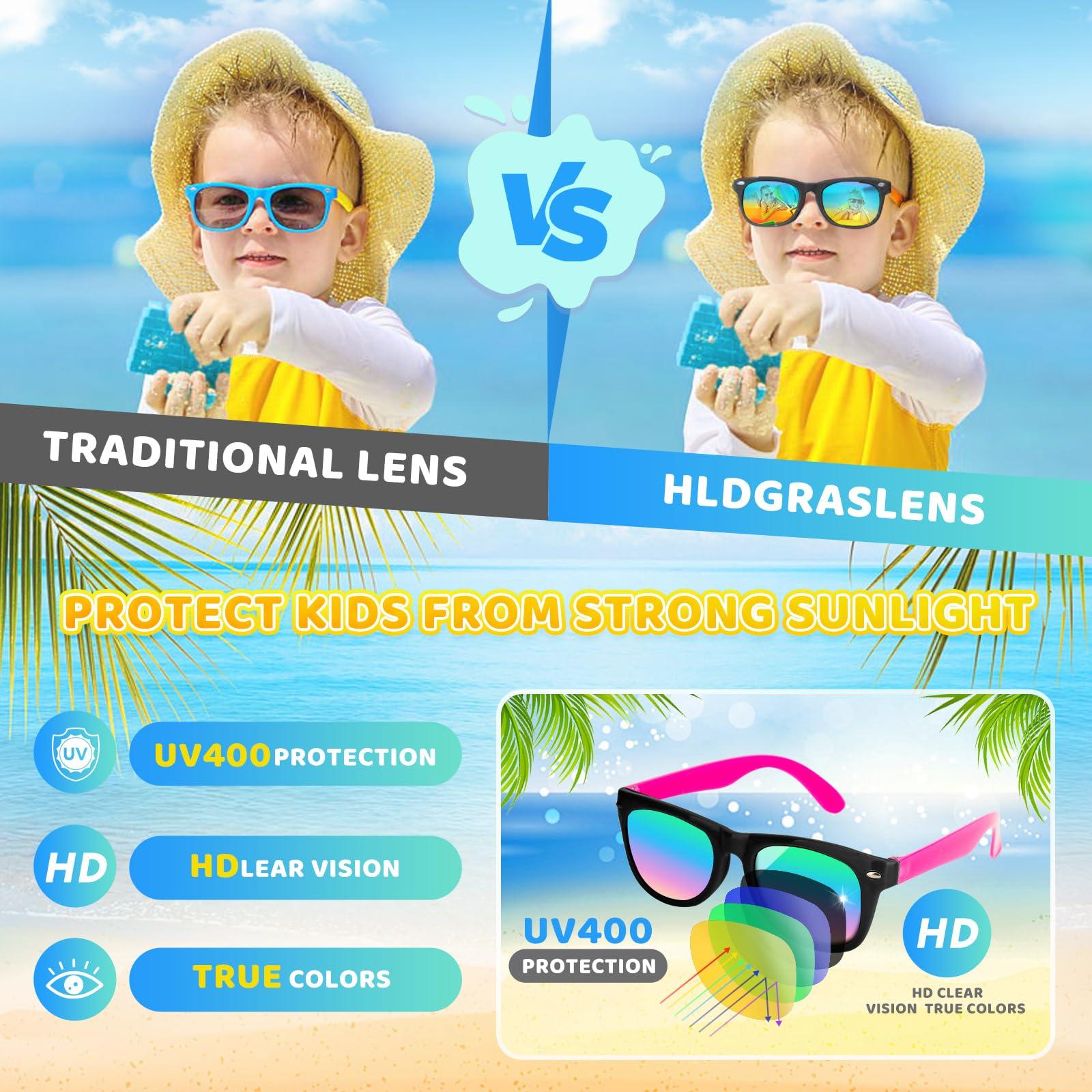 Hldgras Kids Sunglasses Bulk Party Favors for Kids 4-8-12 24 Pack 80s Style Neon Sunglasses with UV400 Protection Goodie Bag Stuffers Pool Party Favors Decorations end of Year Student Gifts for Boys and Girls