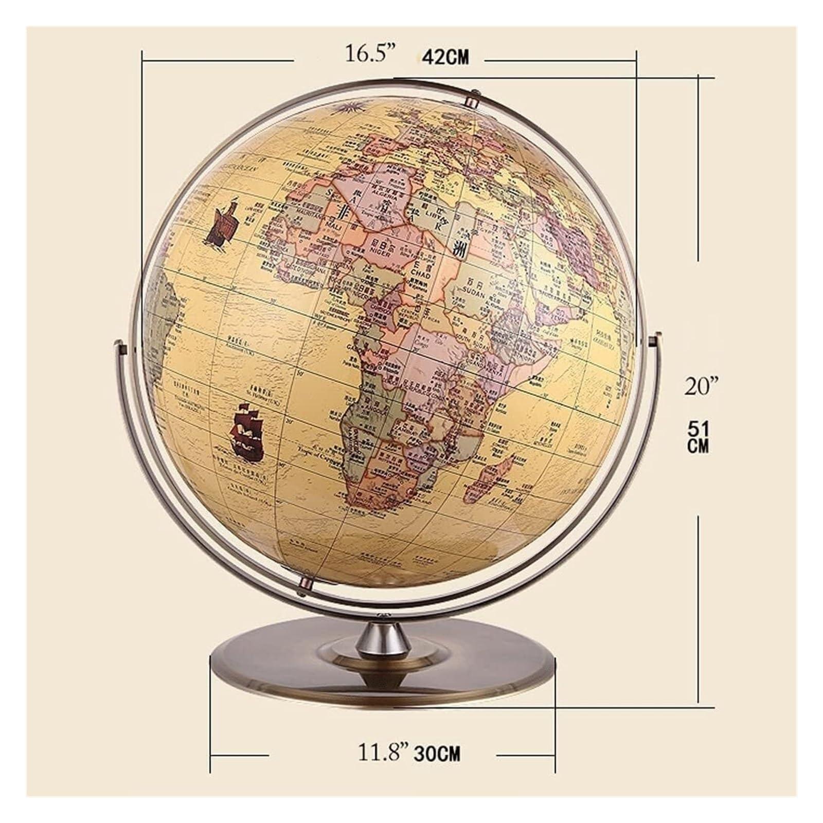 OXOAMP World Globe Newest World Globe with Stainless Steel Ball and Base Globe 16.5\"/42cm Large Educational World Map Globe for Kids Bedside