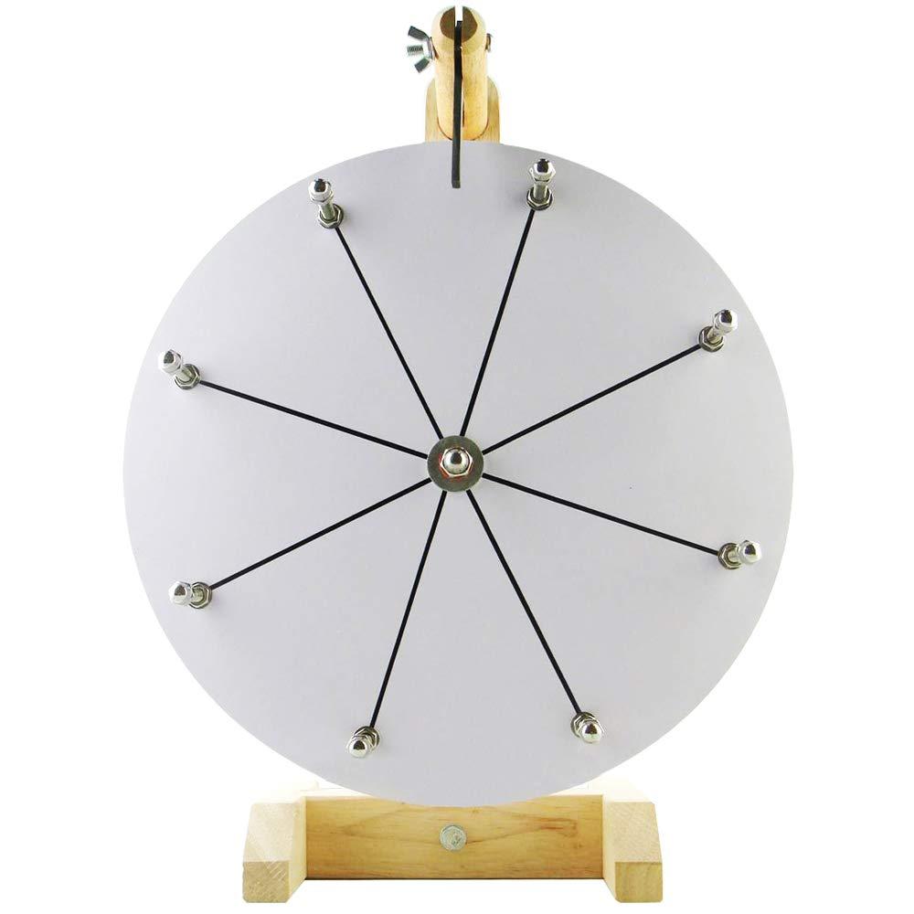 WoodWell WoodWell 12 Inch Tabletop Spinning Prize Wheel w/Wood Stand | Dry Erase | 8 Customizable Slots | Casino Games | Family Night | Classrooms | with Markers and Eraser