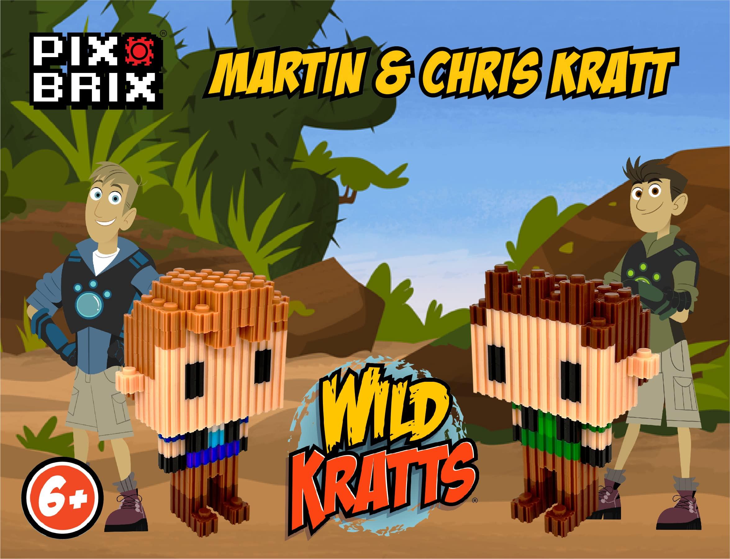 Pix Brix Pix Brix - Wild Kratts Pixel Art Kit - Kratt Brothers Figures, 329 Pieces - Patented Slide + Stack Pixel Puzzle Building Bricks, Create Martin & Chris Figures - Stem Toys, Ages 6 Plus
