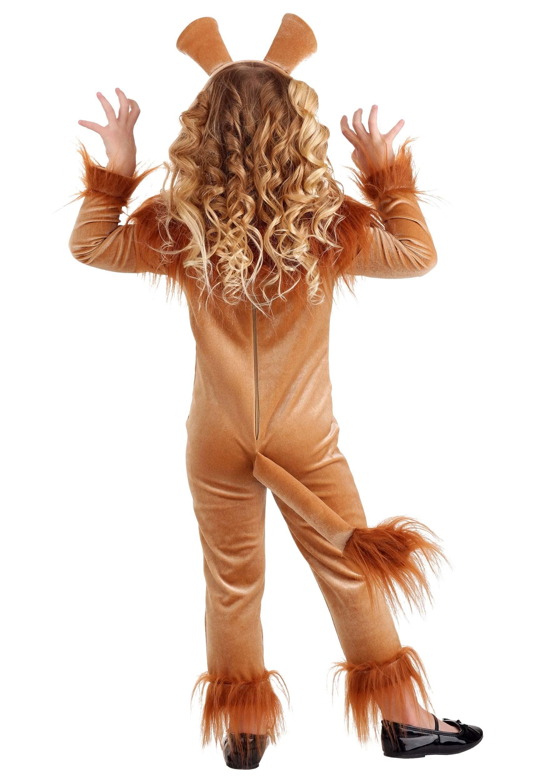 FUN Costumes Girls Toddler Fierce Lion Costume | Faux Fur Jumpsuit With Lion Mane And Tail For Halloween Or Dress Up