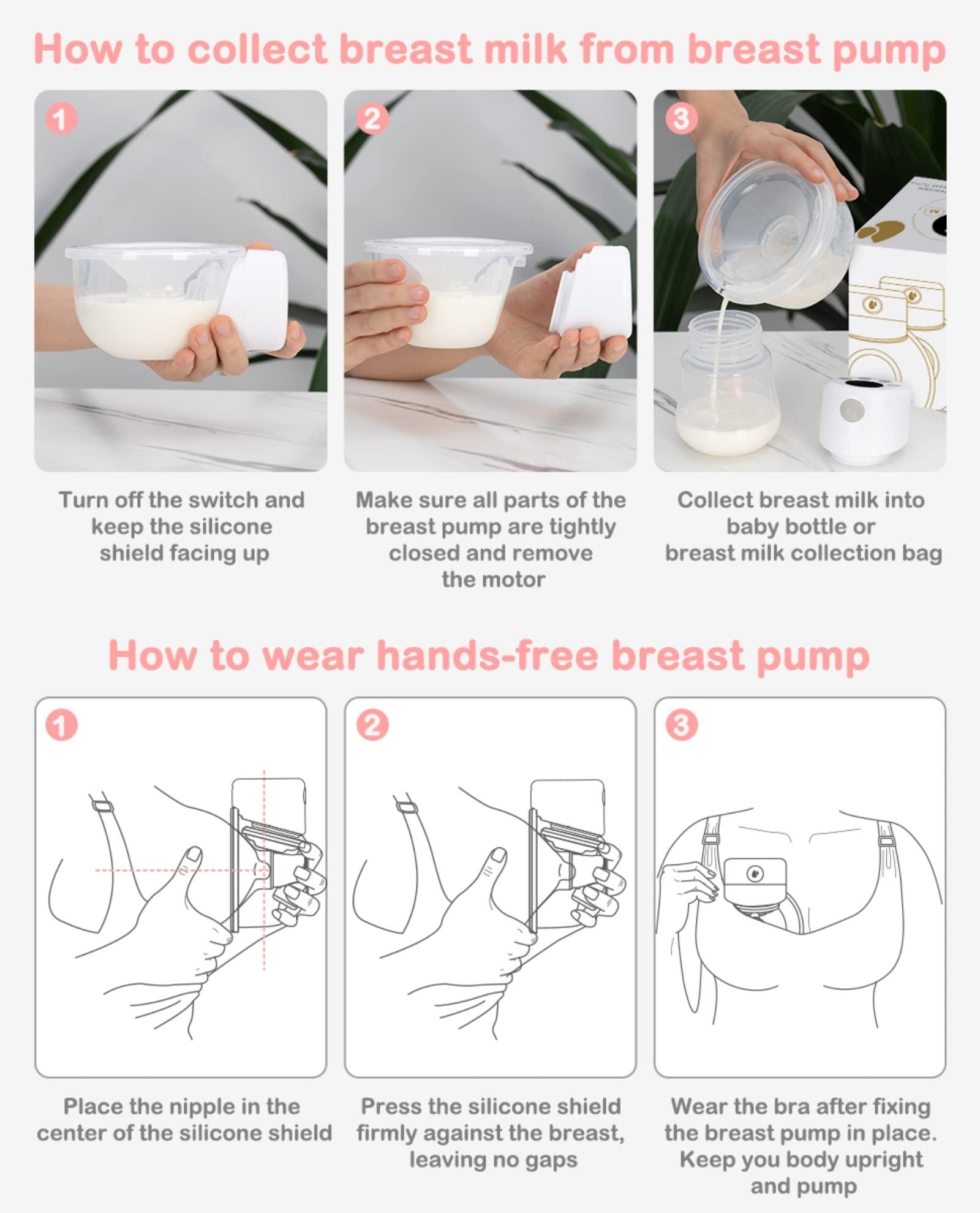 ADNIVS Mom Wearable Breast Pump, S12 Dual Hands-Free Breast Pump, LCD Display, Low Noise and Painless, 2 Modes and 9 Levels Electric Breast Pump Portable, 24mm Flange
