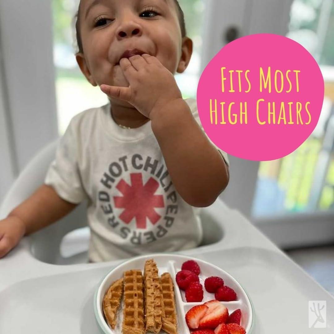 Elk and Friends Elk and Friends Kids 7.8 Porcelain White Plates with Silicone Suction Sleeves Sleeves | Divided Plates | Suitable for Babie/Kids/Toddlers | Microwave & Dishwasher Safe | Non Slip | Snack Dishes