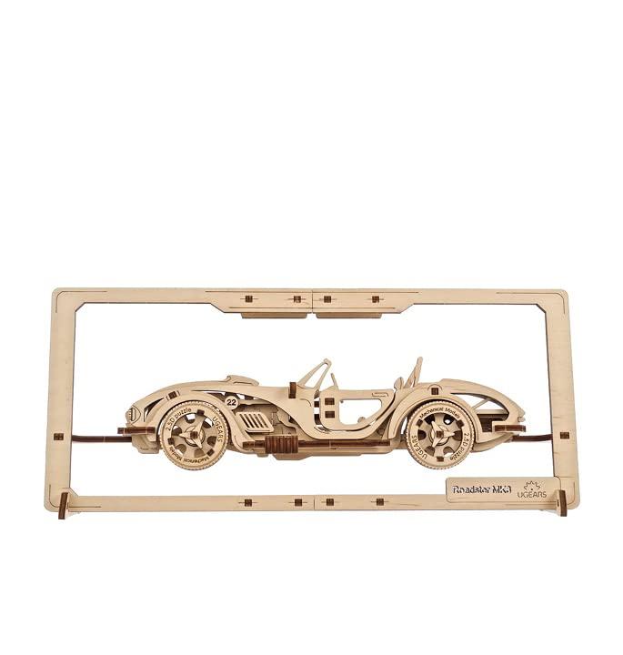 UGEARS UGEARS Roadster Models Kits to Build - Innovative 2.5D Puzzles Roadster Model Car Kits to Build for Adults - Classic Muscle Car Wooden Puzzles - Car Wood Model Kit Frame with Movable Parts