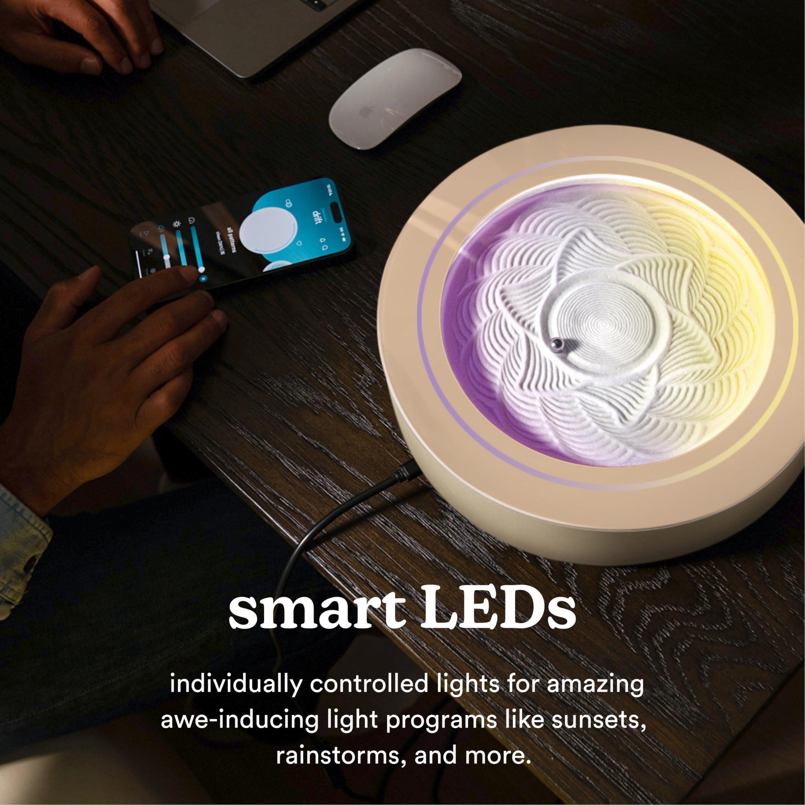 Homedics Homedics 11 Drift Sandscape, Compact Size, Zen Garden, Meditation Accessories, Decorative Sandscape, Smart LED Lighting, Wi-Fi Enabled (Nude)