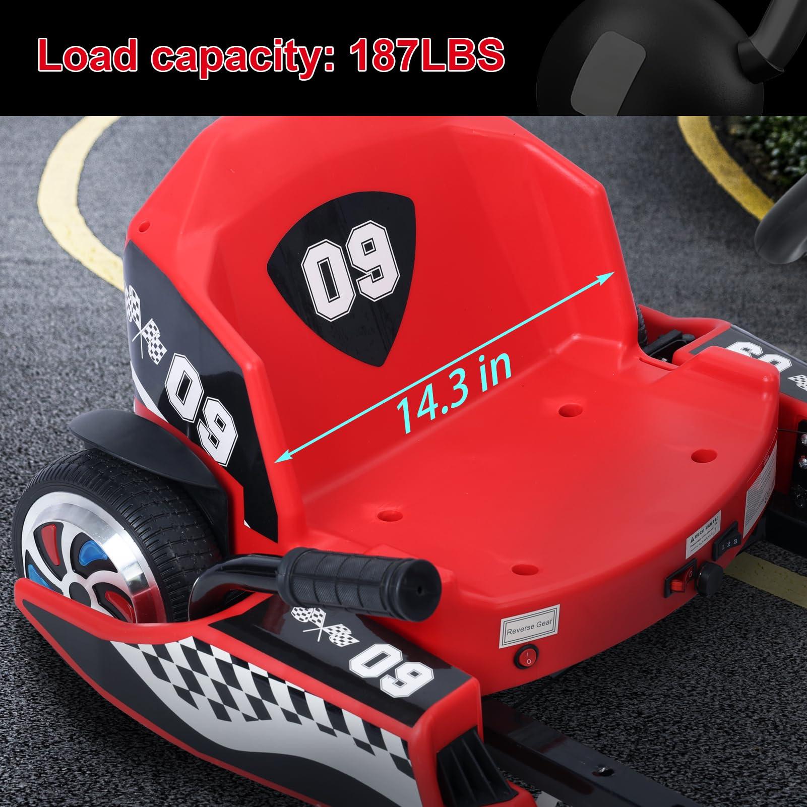 LINASHI Electric Go Kart for Kids, 16 MPH Electric Drift Kart with 350W Motor, 36V 4.4Ah Battery, 4 Level of Adjustable Body Length 32" to 44", Drift Mode for Aged 8-12 (Red)