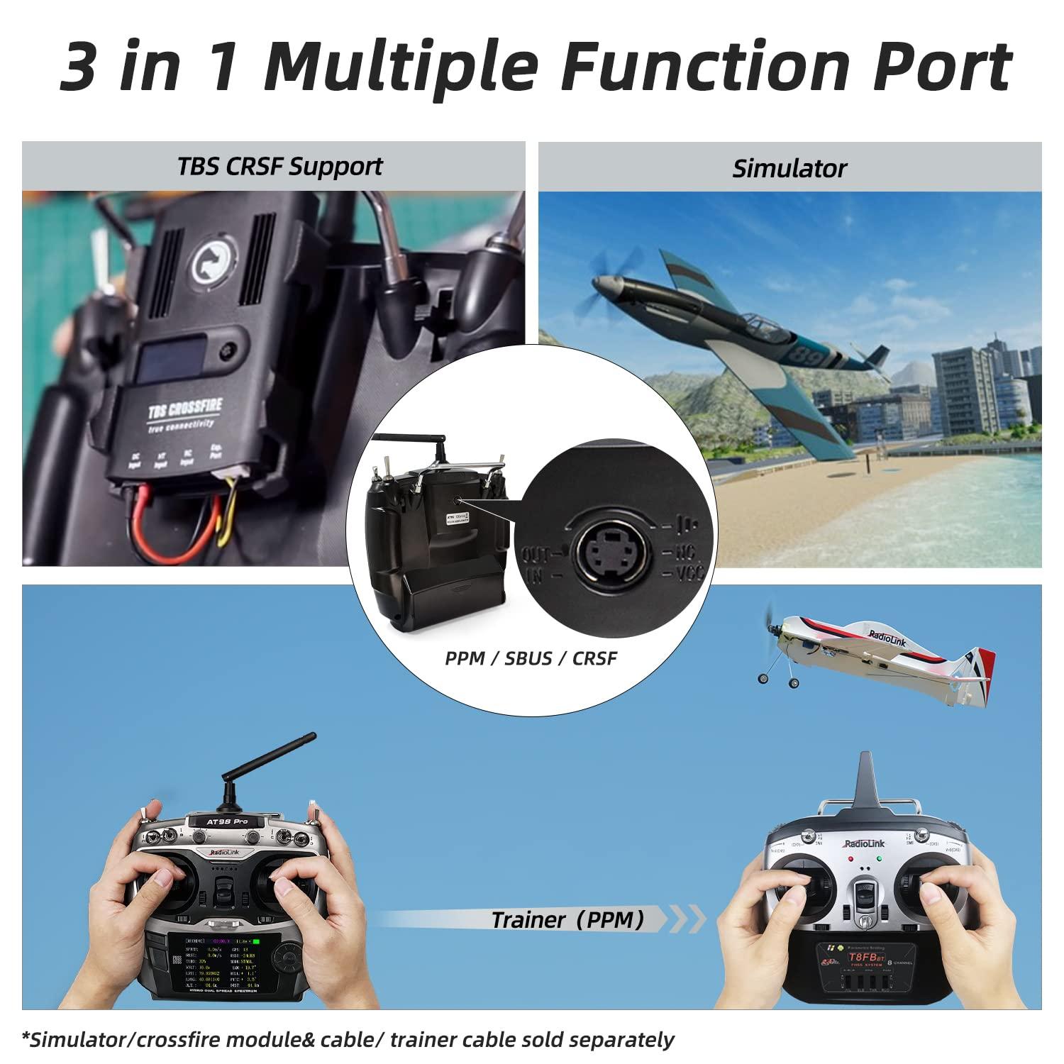 Radiolink Radiolink AT9S Pro 10/12 Channels Radio Transmitter and Receiver R9DS, Long Range for Airplane/Jet/FPV Racing Drone/Quad/RC Truck Car/Boat and More (Mode 2 Left Hand)