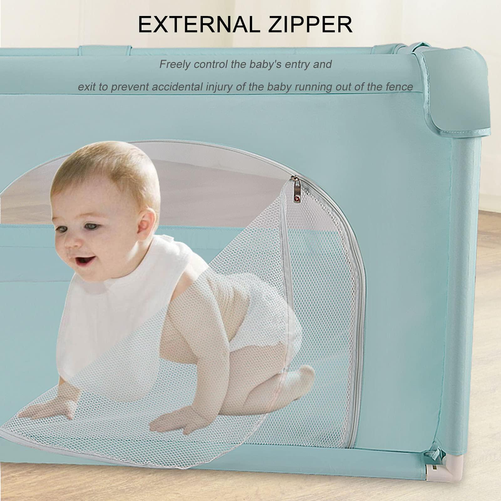 Jolan Baby Playpen with Mat,Portable Kids Indoor Outdoor Activity Center Playpen,Baby Fence with Breathable Mesh and Anti-slip Suction Cup,Safety Playard Fence,Crawling Playpen,Green-120180cm
