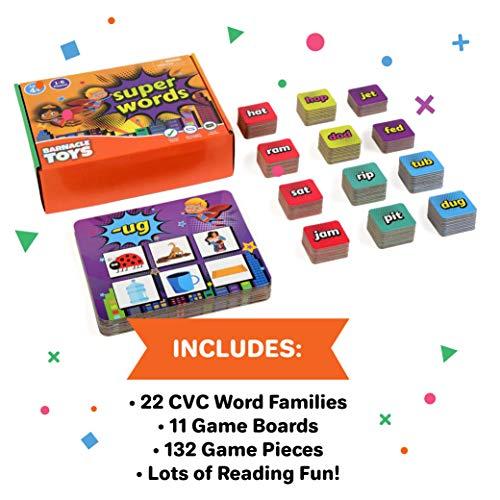 Melby Toys Super Words - CVC Word Builders, Phonics Games, Rhyming Words Game for Kids, Kindergarten Learning Games, Match it Puzzles for Toddlers, Learn to Read Game, CVC Words for Kindergarten Activities