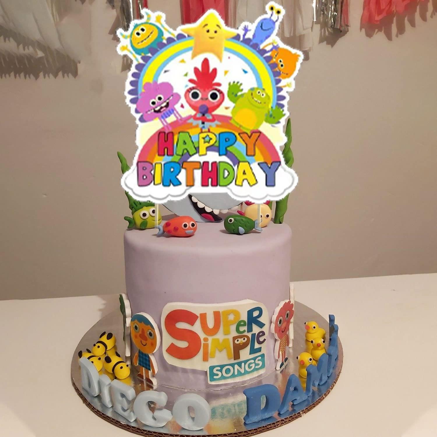 KGNZUIZIU Super Simple Songs Birthday Party Decorations, Cartoon Kids Songs Party Supplies with Happy Birthday Banner, Cupcake Cake Toppers, Balloons for Kids Birthday Party Baby Shower Decorations