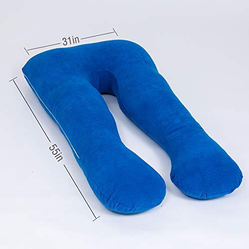 MOON PINE MOON PINE Pregnancy Pillow, U Shaped Full Body Pillow for Maternity Support, Sleeping Pillow with Cover for Pregnant Women (Dark Blue)