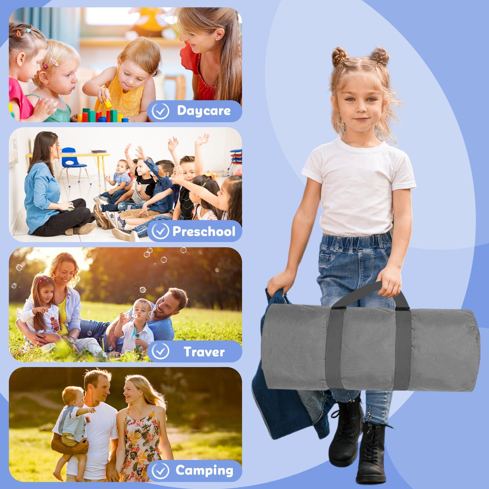 Kotagi Personalized Toddler Nap Mat for Daycare Cot Bedding, Custom Baby Name Sleeping Bag for Preschool Kindergarten, Brown Dinosaurs Portable Nap Mats with Pillow Blanket for Kids Children Boy