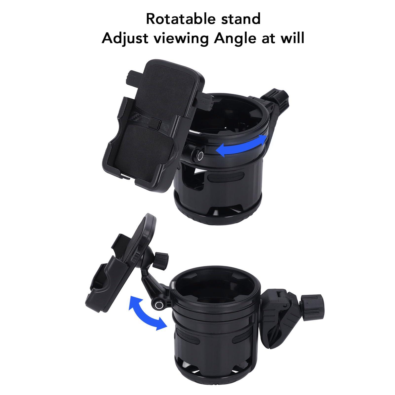 ToysCentral Basics Wheelchair Cup Holder,Scooter Cup Holder, Foldable 3 in 1 Adult Bike Dual Cup Holder Attachment with Phone Holder, Universal Stroller Cup Holder for Stroller Walker Bike Motorcycle