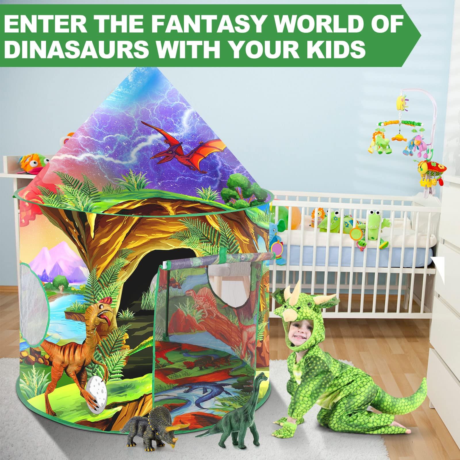 WillingHeart WillingHeart Dinosaur Kids Play Tent Boys Girls Indoor Outdoor Pop Up Tents Foldable Toddler Baby Playhouse Child Playroom Children's Pretend Party Toy Fort House Birthday Gift Camping Games Supplies