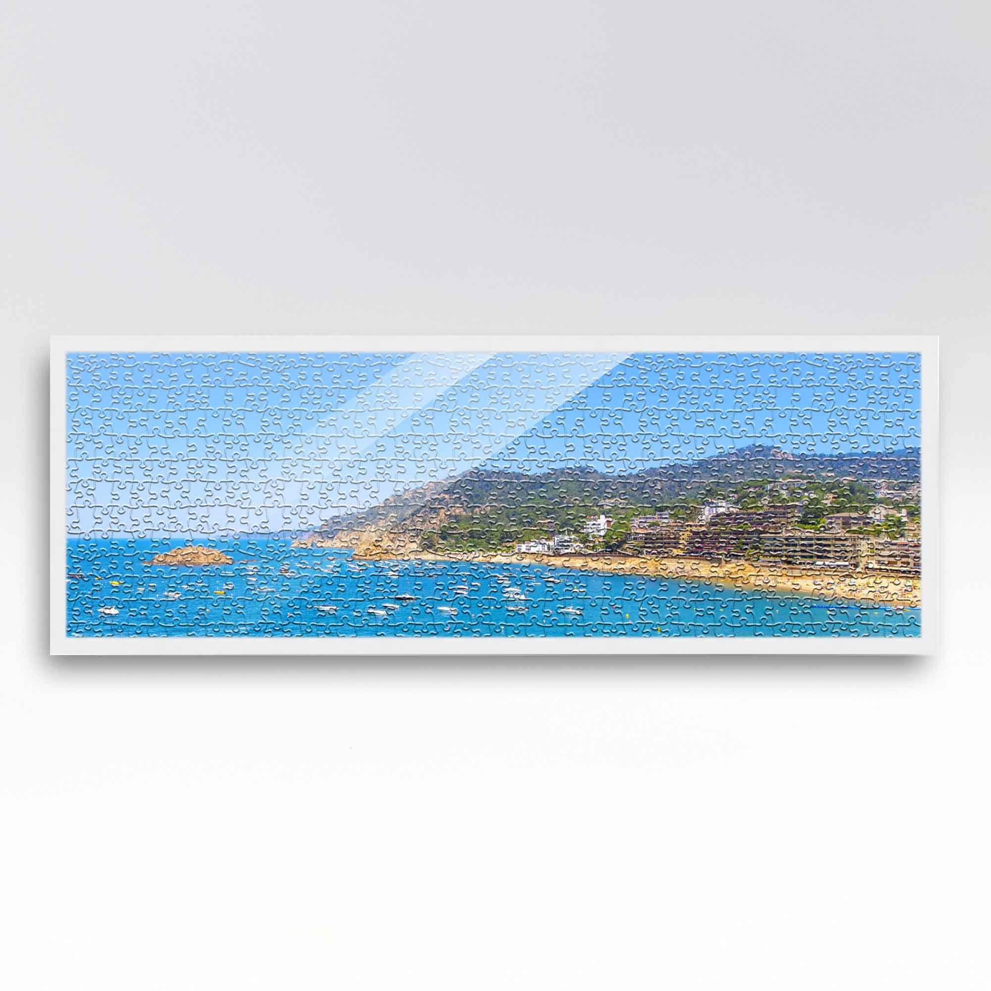 CustomPictureFrames.com 13x39 Puzzle Frame Kit with Glue Sheets | White Mid Century Picture Frame | Real Wood with UV Resistant Acrylic Front | Made to Preserve and Display Puzzles Measuring 13x39 Inches