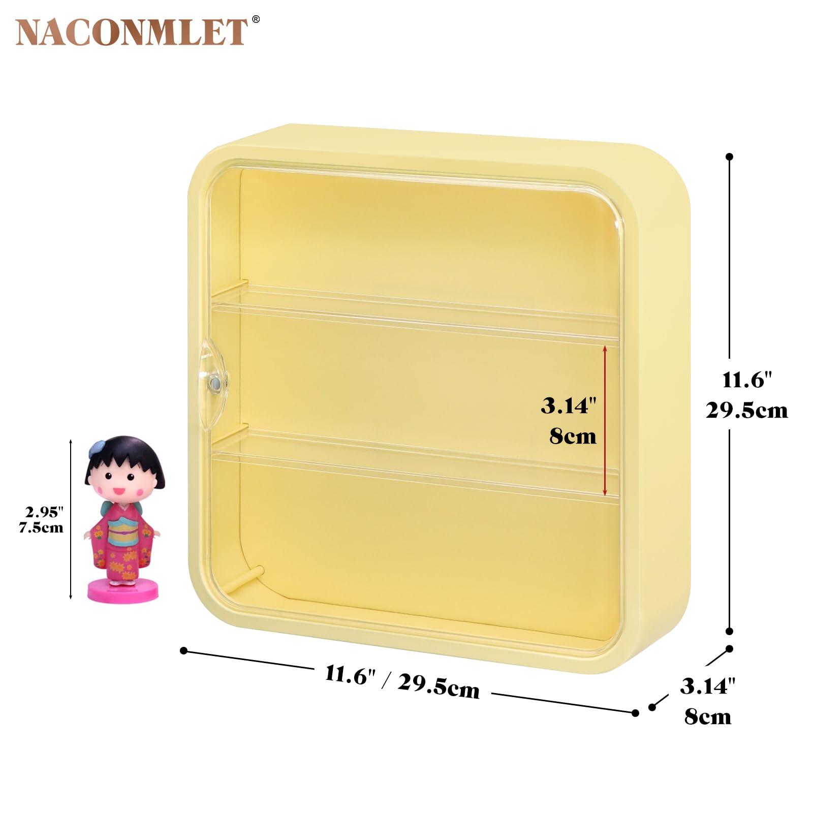 Naconmlet Naconmlet Clear Display Case for Figures with Light,Wall-Mounted Display Cases 3-Layer Storage Box with Door,Dust Proof,Moisture Proof,Suitable for Pop Mart,Collectibles Mini Figures Toys