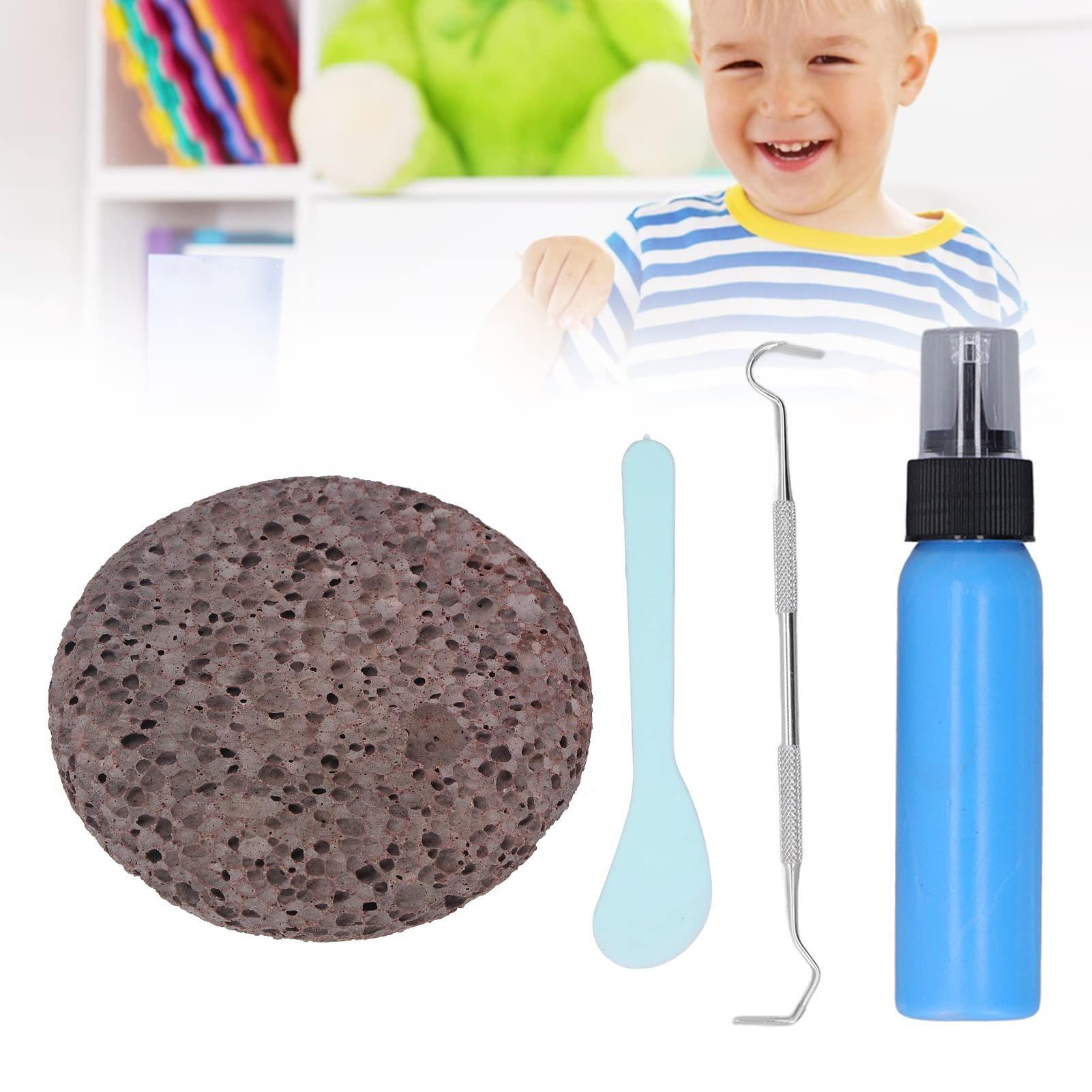 Septpenta Picking Rock Kit, Pick Stone for Anxiety Relief, Reduce Stress Fidget Picky Stone Kit, DIY Relaxing Relief Pick Rock Toyfor Children and Adults (Blue Latex + Flat Round Stone)