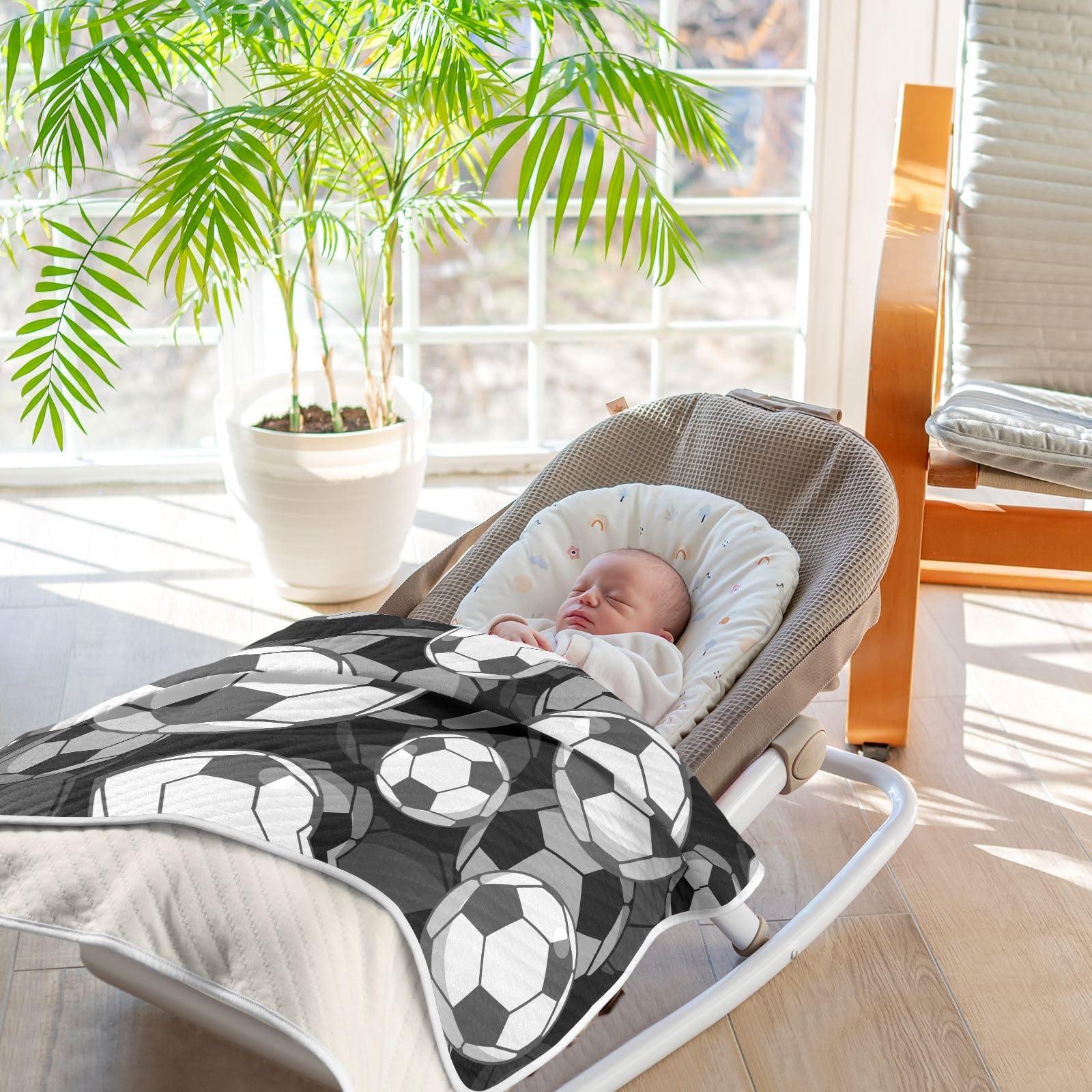 VIGTRO VIGTRO 3D Football Soccer Pattern Baby Blanket for Boys Girls, Soft Warm Bed Blankets Stroller Crib with Printed for Newborn Infant Toddler Nursery 30x40 in