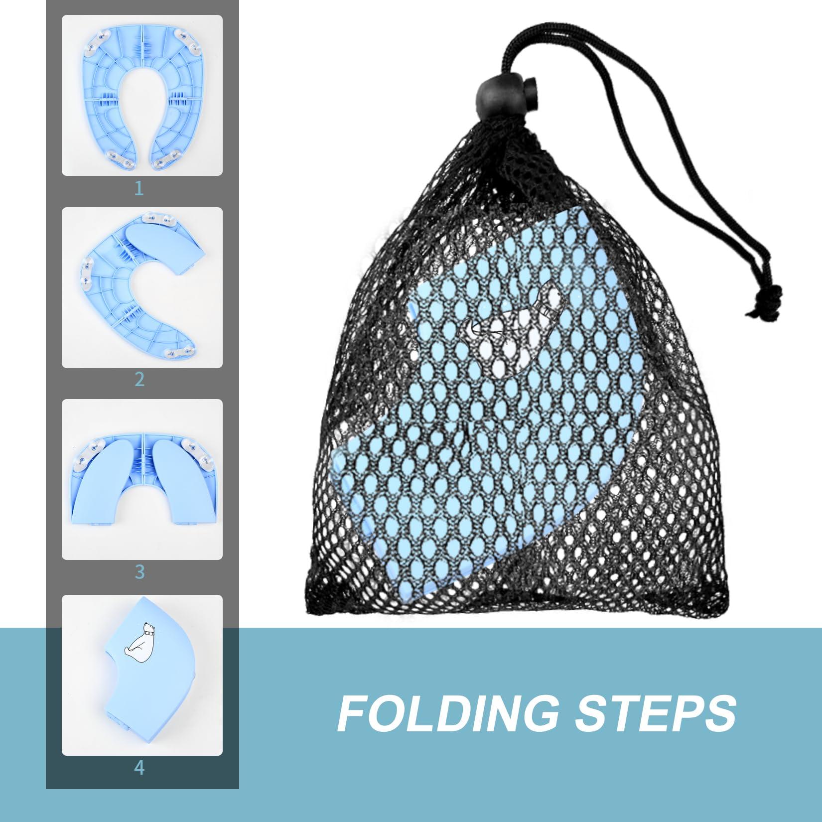 Fulushouxi Foldable Potty Seat for Toddler, Travel Potty Seat for Toddler, Foldable Toddler Toilet Seats, Travel Toilet Seat for Toddlers, Non Slip Suction Cups Portable Potty Training Seat for Kids Boys Girls