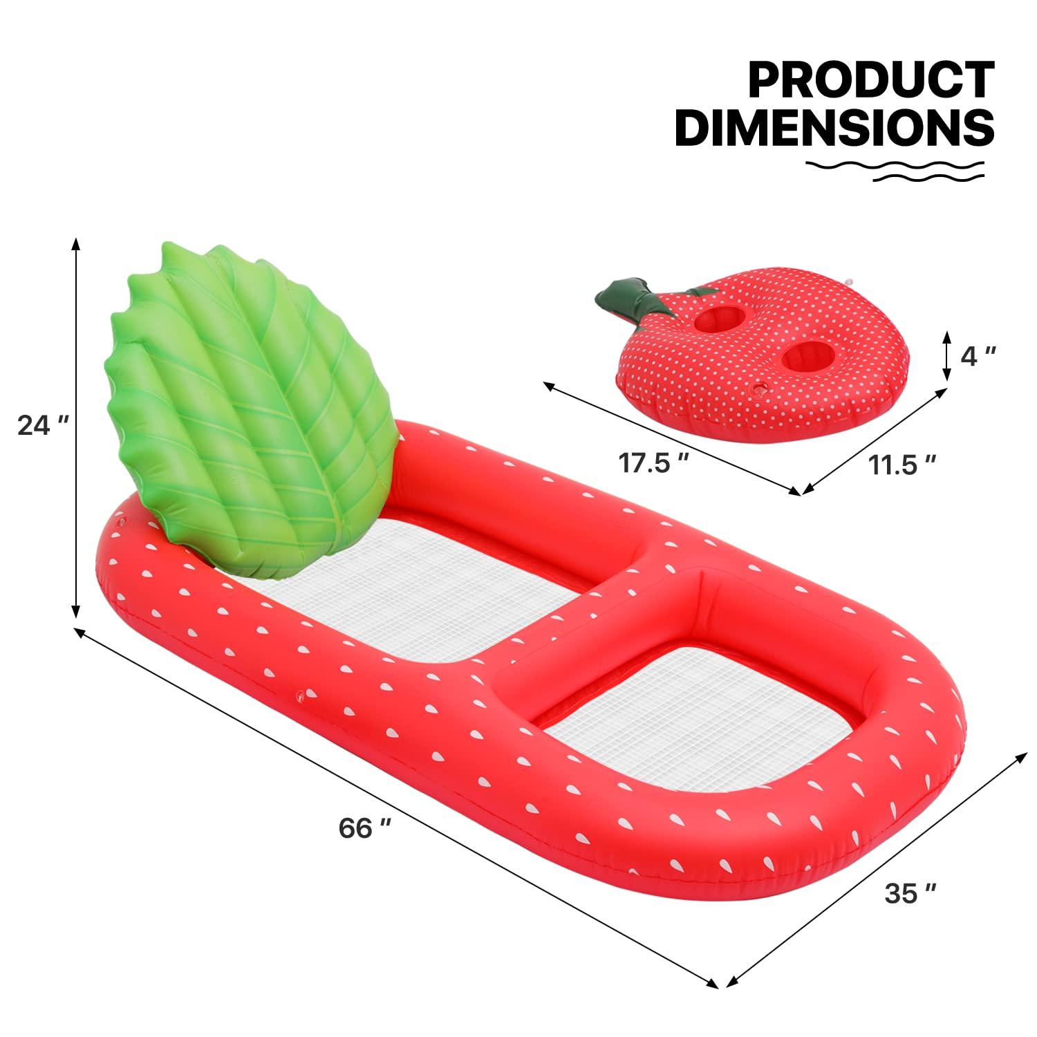 MoNiBloom MoNiBloom Pool Float for Adult Inflatable Giant Floaties Strawberry Lake Rafts Fruit Swimming Floaty Summer Beach Ride-ons