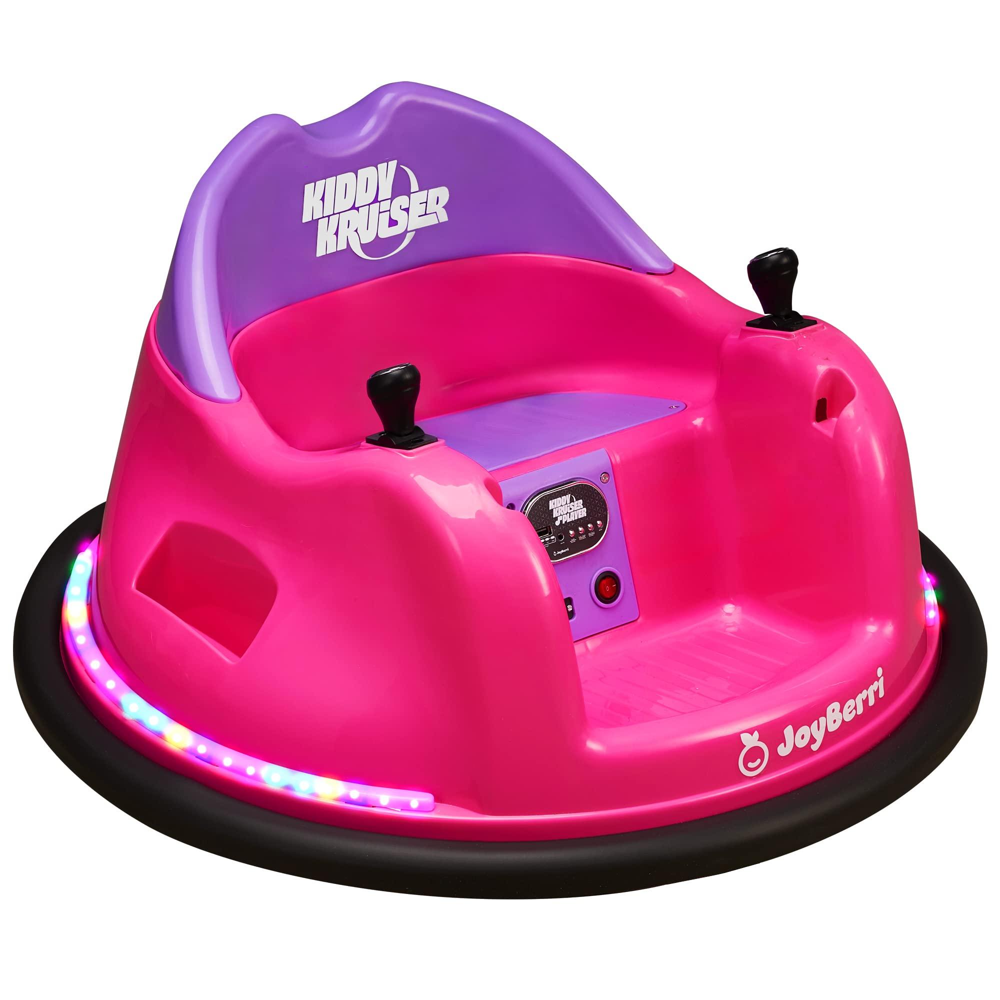 JOYBERRI JoyBerri 6V Bumper Car for Toddlers/Electric Ride On Toys for Ages 1.5-4 Years, 3 Speeds, LED Lights, 360 Degree Spin, Bluetooth with Remote Control Safety Certified Bumping Toy Gift for Kids