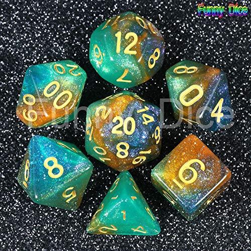 KAKDA-STORE KAKDA,Delicate Novelty Creative Universe Galaxy Dice7Pcs + Dice Box DND RPG Games Hobbies Presell Top Grade Gift - (Color: Cats Eye Nebula)