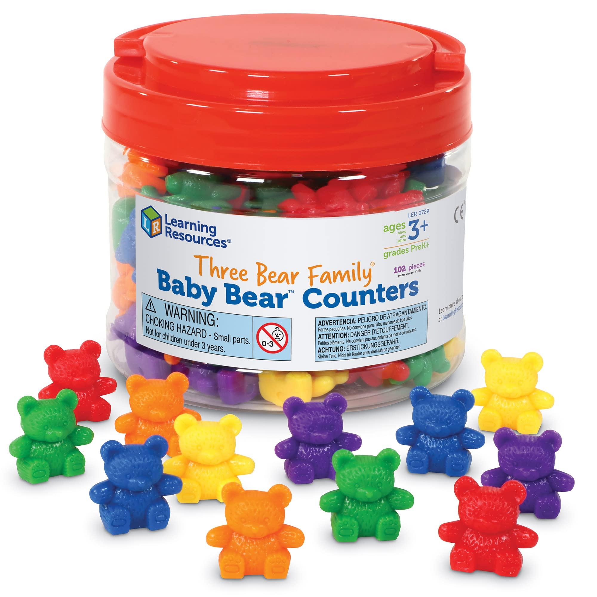 Learning Resources Learning Resources Baby Bear Counters - 102 Pieces, Ages 3+ | Grades Pre-K+ Toddler Learning Toys, Counters for Kids, Counting Manipulatives, Teddy Bear Counters