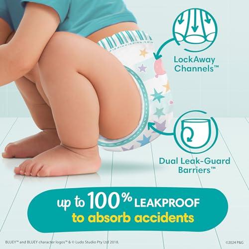 Pampers Pampers Easy Ups Bluey Pull On Training Pants Boys and Girls, 3T-4T, 124 Count with Sensitive Water Based Baby Wipes 4X Pop-Top Packs (336 Count)