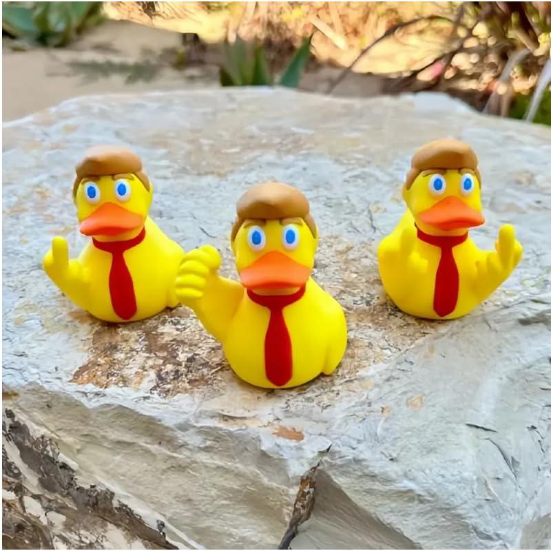 Aimery Aimery 2024 Double Middle Finger Duck with Ear Bandaid, Donald Trump Duck, Trump Ducks for Jeeps, Fist Trump Ducks Funny Gifts Toys for Party Favors (Fist Trump) (Fist Duck)