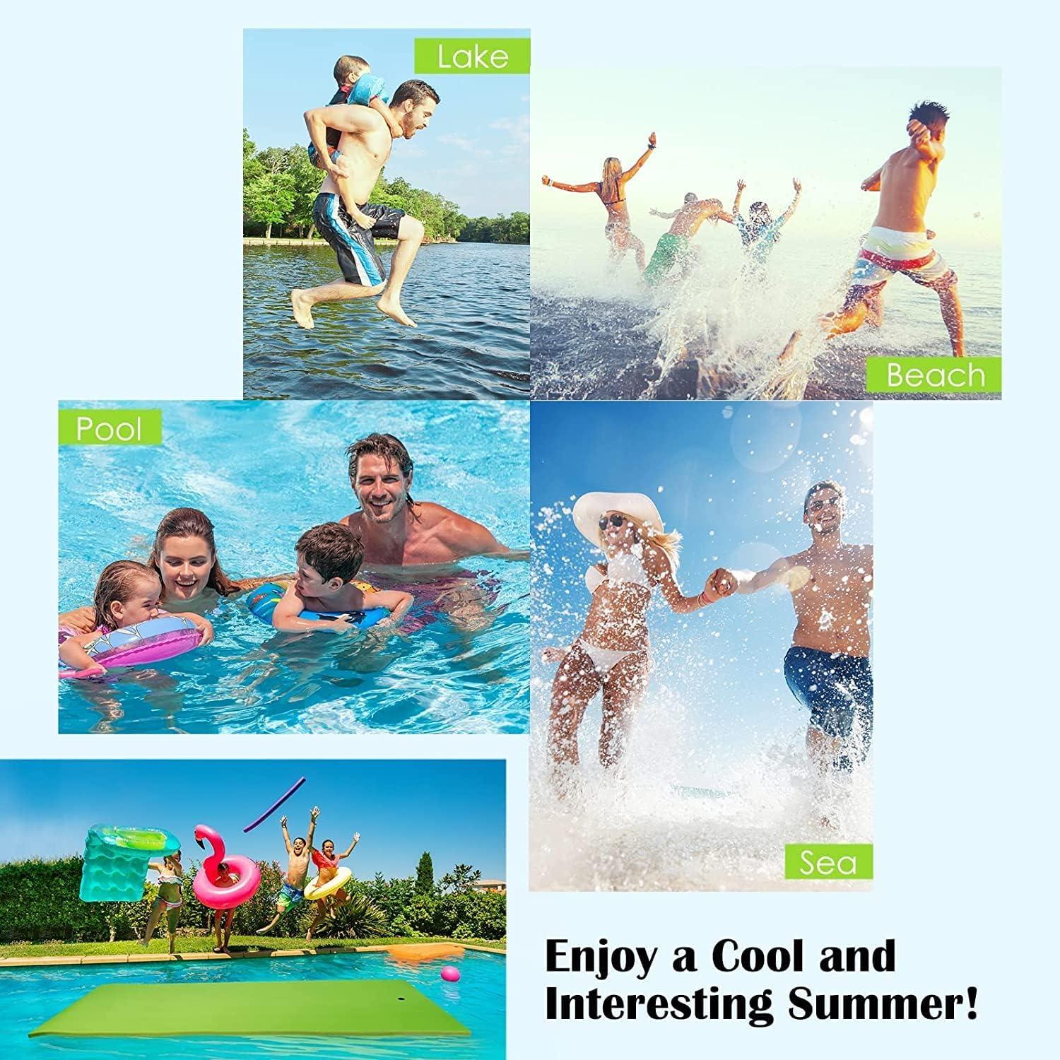Llchaensc Llchaensc Water Floating Mat for Lake Floating Foam Water Pad for Kids and Adults, 2 Layer Tear-Resistant XPE Foam Pool Float for Party,Green,140X55X2.2cm