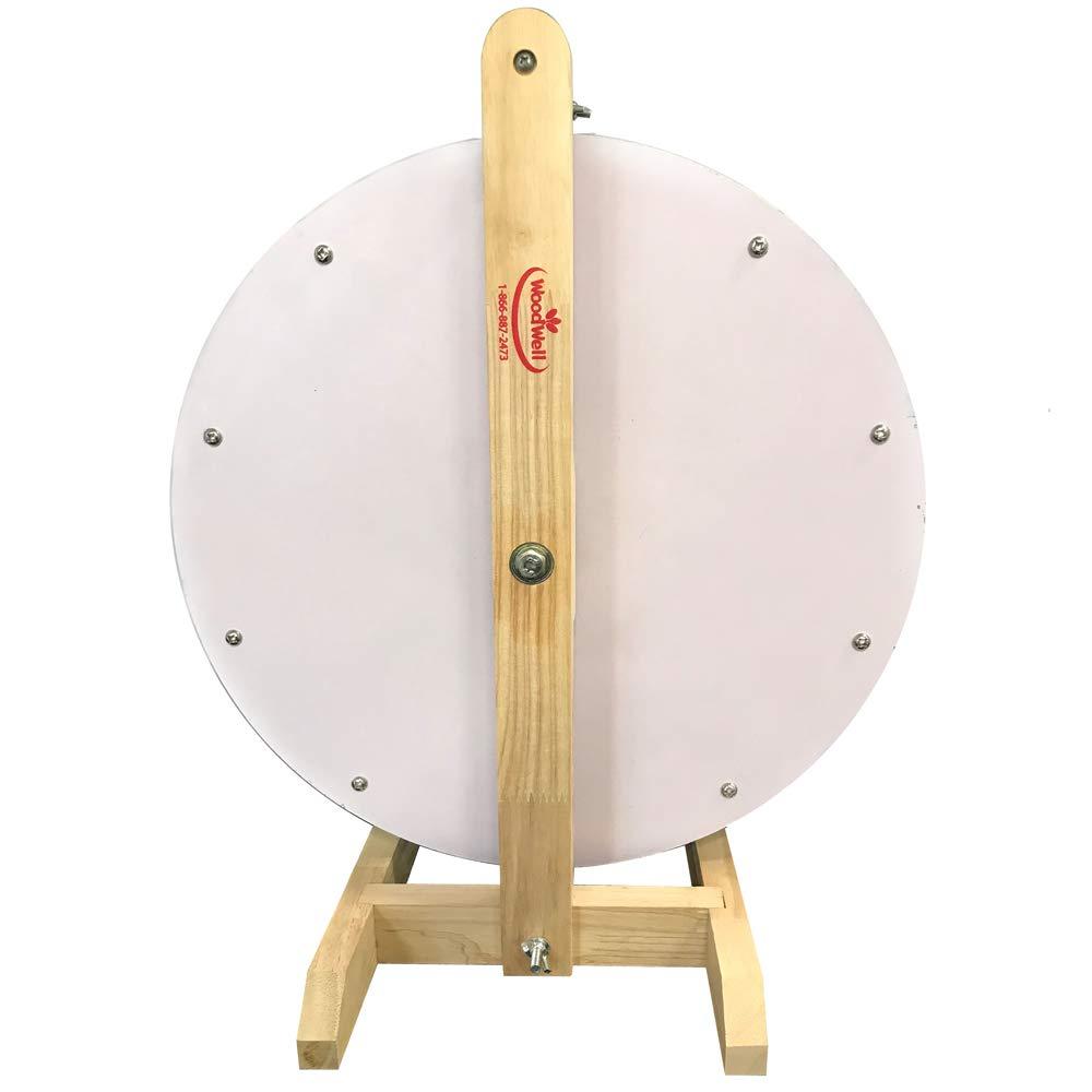 WoodWell WoodWell 16 Inch Tabletop Spinning Prize Wheel w/ Wood Stand | Dry Erase | 10 Customizable Slots | Casino Games | Family Night | Classrooms | with Markers and Eraser